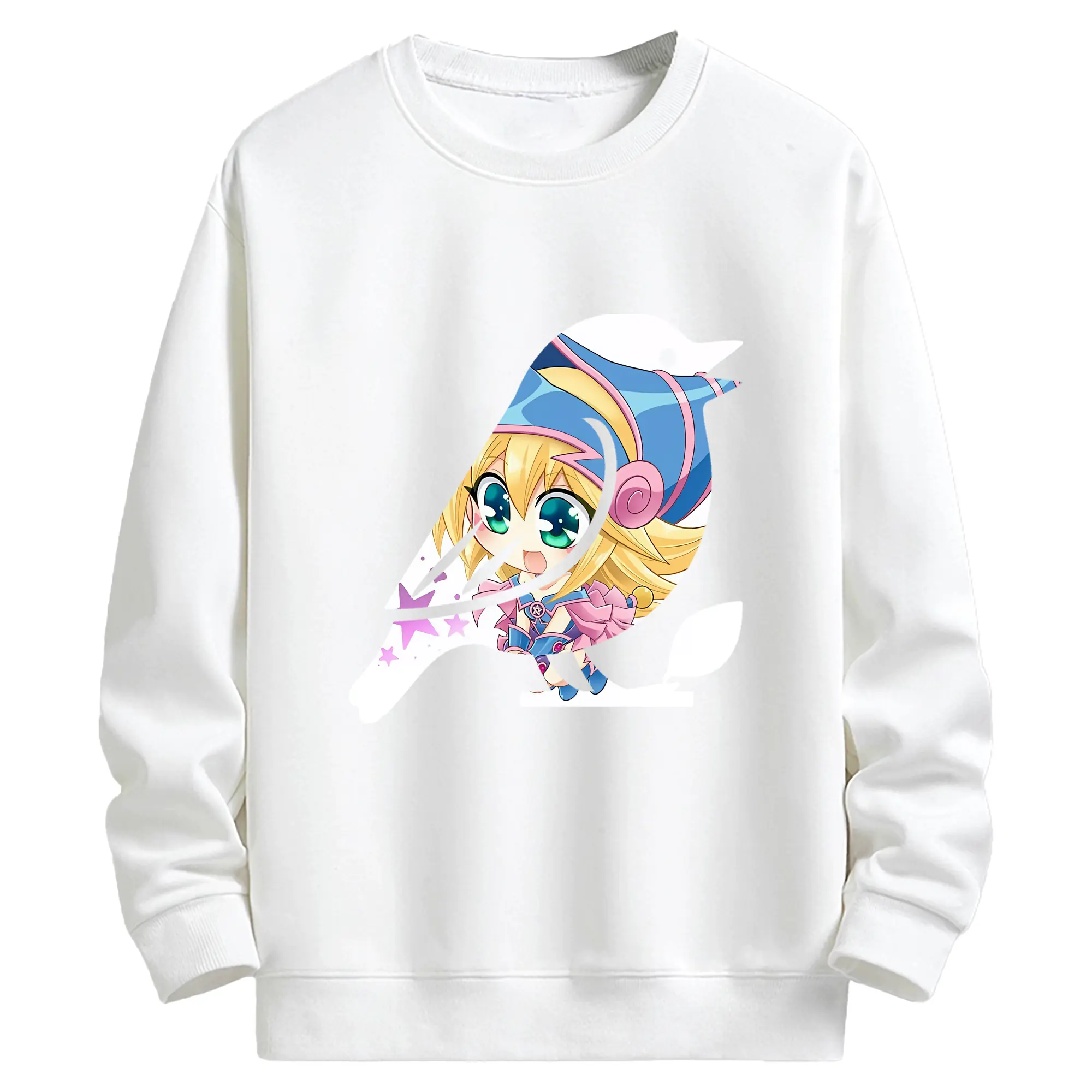 遊☆戯☆王 グッズ,黒魔導少女 - キッズ クルーネックスウェットシャツ ・ フロントプリント ・ 綿80％ ポリエステル20％ ・ 快適 通学 スポーツ 日常使い お散歩用