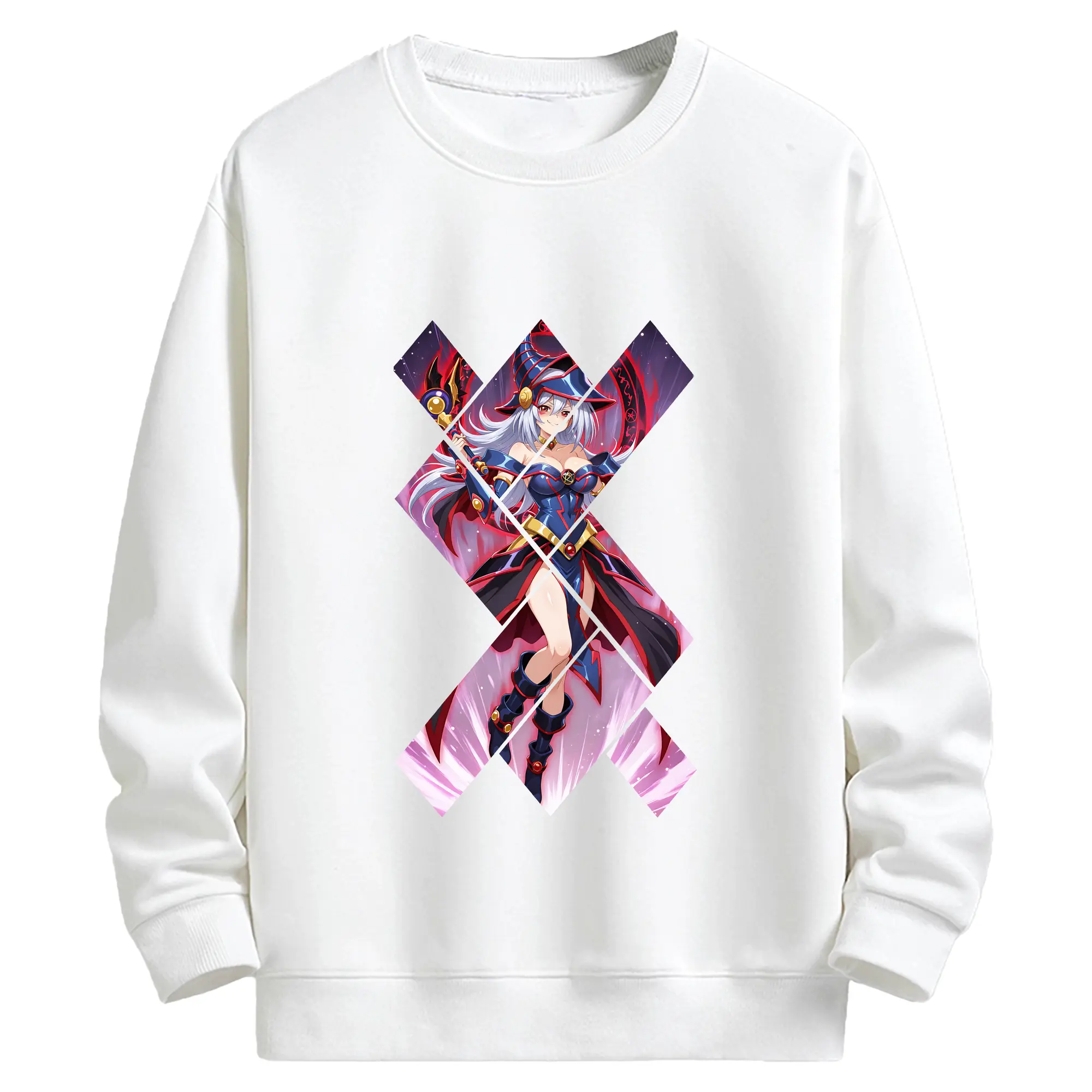 遊☆戯☆王 グッズ,黒魔導少女 - キッズ クルーネックスウェットシャツ ・ フロントプリント ・ 綿80％ ポリエステル20％ ・ 快適 通学 スポーツ 日常使い お散歩用