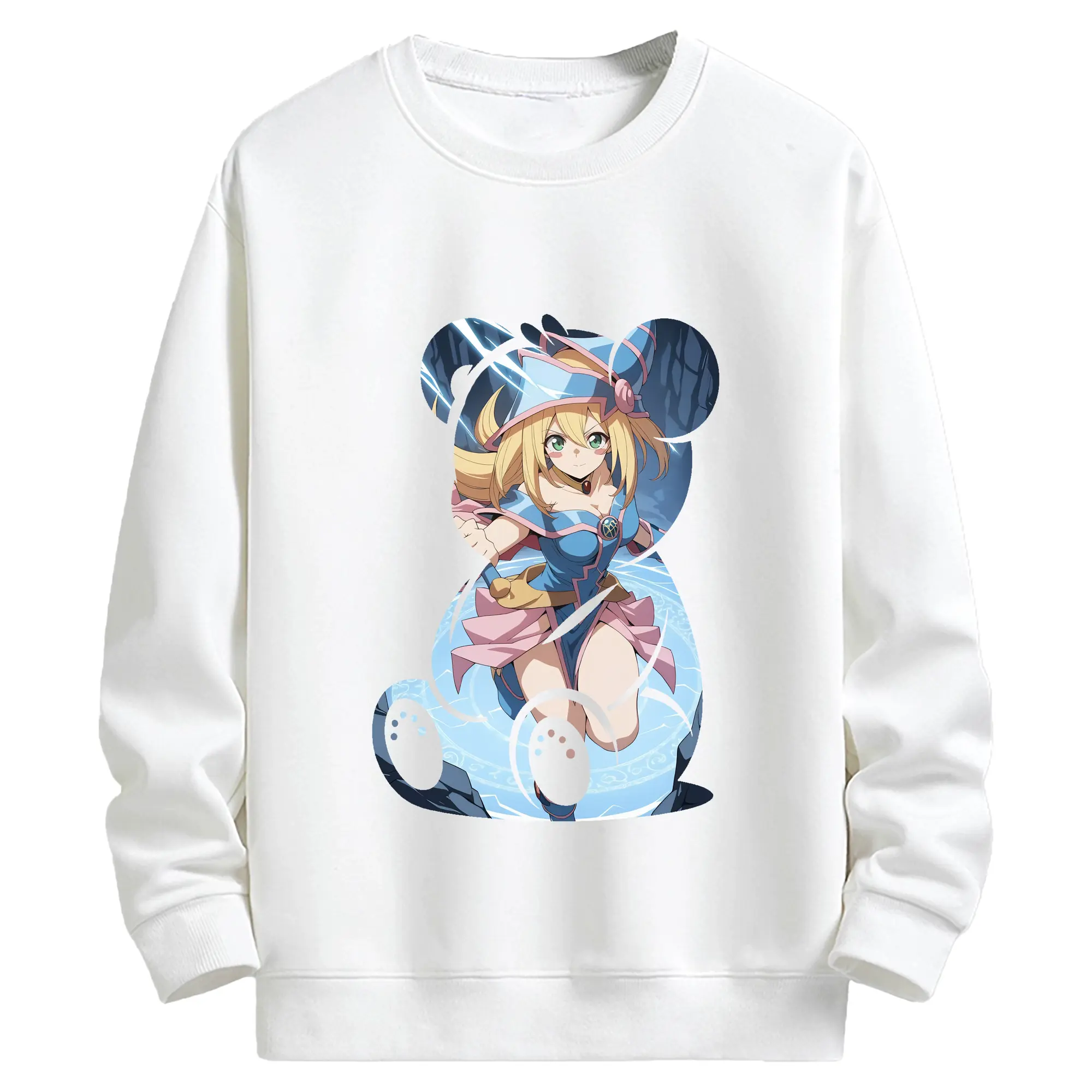 遊☆戯☆王 グッズ,黒魔導少女 - キッズ クルーネックスウェットシャツ ・ フロントプリント ・ 綿80％ ポリエステル20％ ・ 快適 通学 スポーツ 日常使い お散歩用