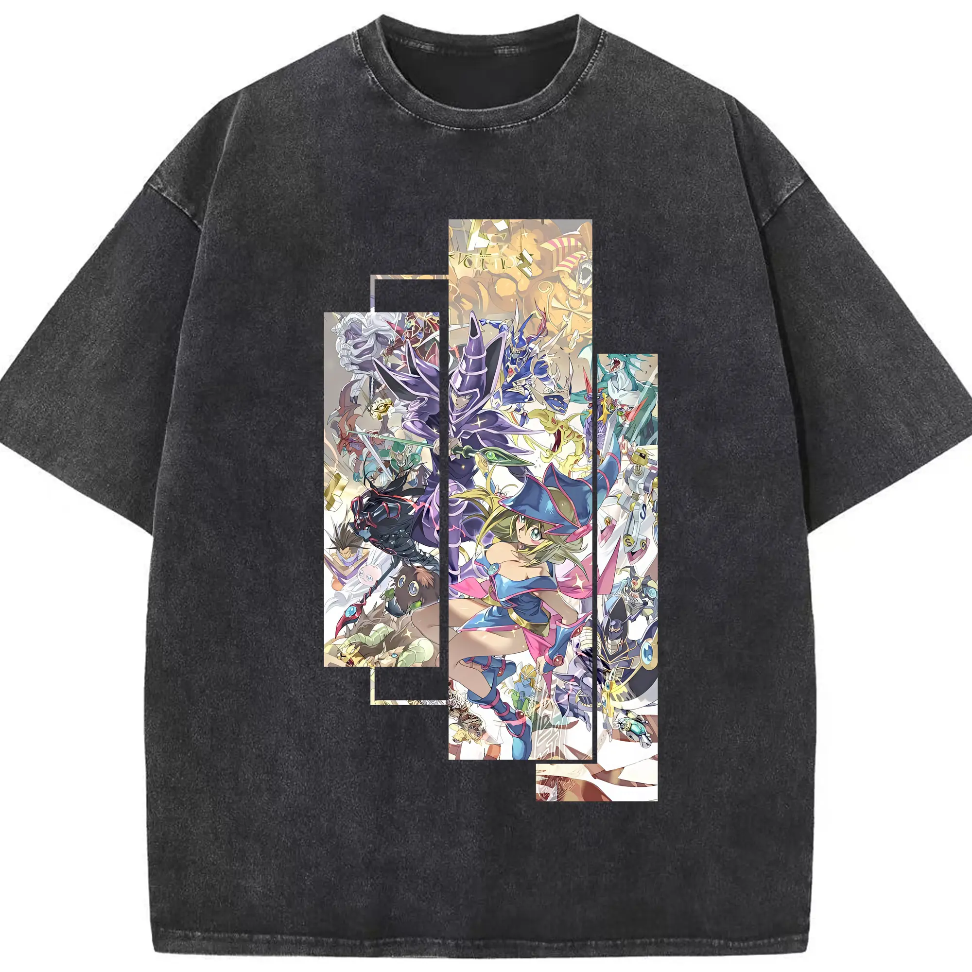 遊☆戯☆王 グッズ,黒魔導少女 - 綿100％ ヴィンテージ風 半袖Tシャツ ・ フロントプリント ・ 柔らか肌触り ・ 通気性 快適 ・ スポーツ カジュアル 外出用