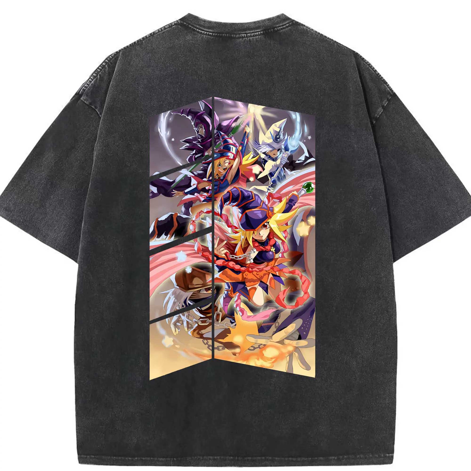 遊☆戯☆王 グッズ,黒魔導少女 - 綿100％ ヴィンテージ風 半袖Tシャツ ・ 背面プリント ・ 柔らか肌触り ・ 通気性 快適 ・ スポーツ カジュアル 外出用