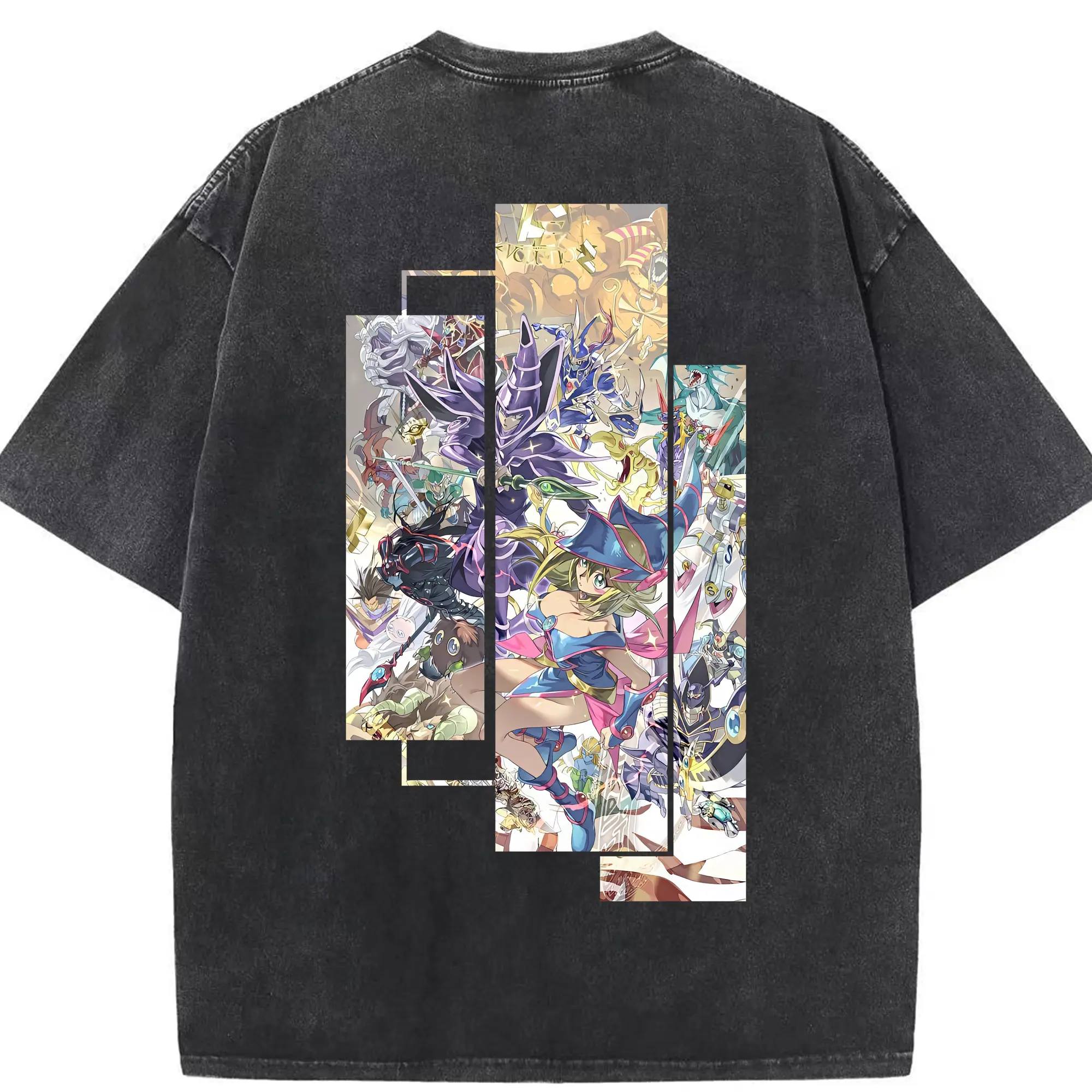 遊☆戯☆王 グッズ,黒魔導少女 - 綿100％ ヴィンテージ風 半袖Tシャツ ・ 背面プリント ・ 柔らか肌触り ・ 通気性 快適 ・ スポーツ カジュアル 外出用
