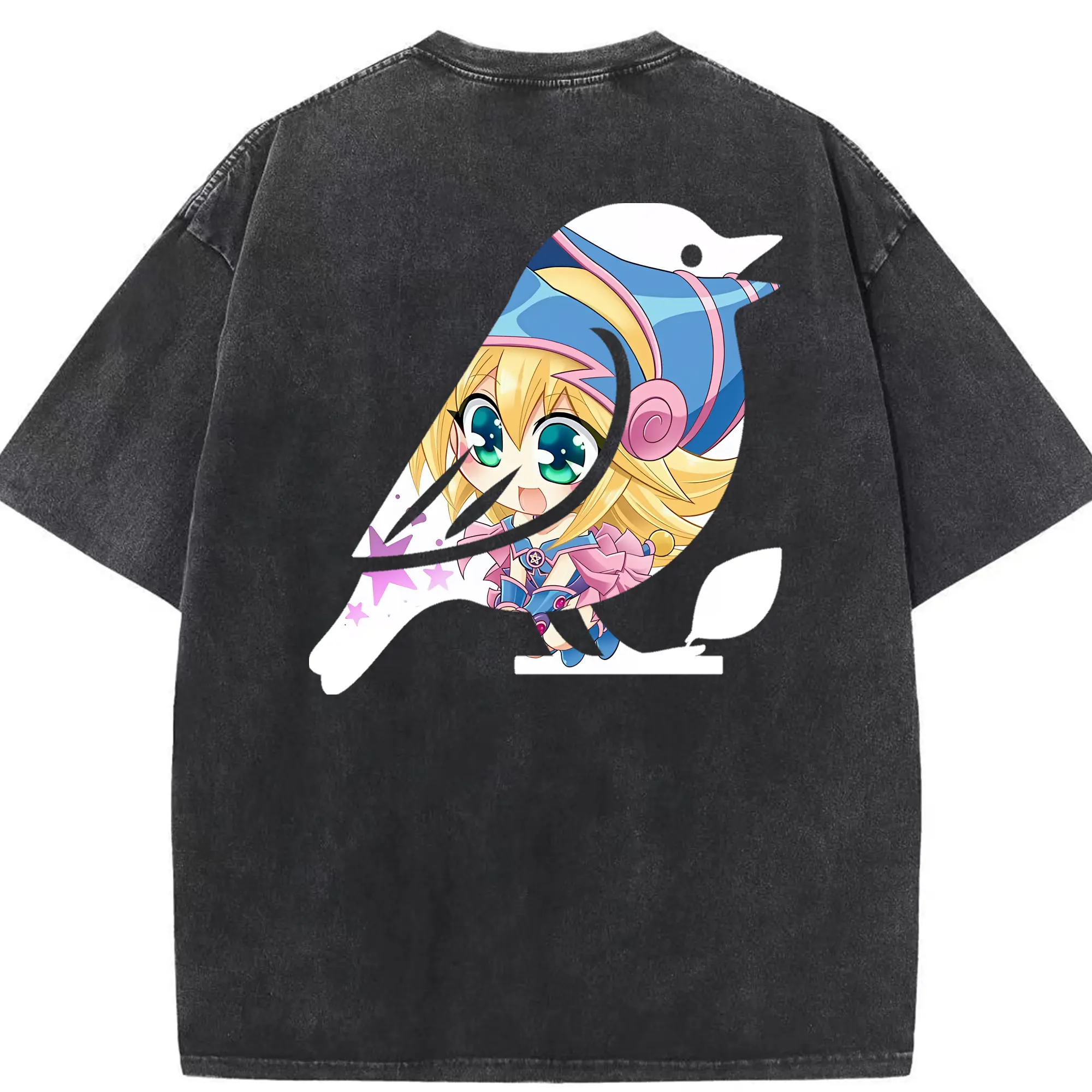 遊☆戯☆王 グッズ,黒魔導少女 - 綿100％ ヴィンテージ風 半袖Tシャツ ・ 背面プリント ・ 柔らか肌触り ・ 通気性 快適 ・ スポーツ カジュアル 外出用