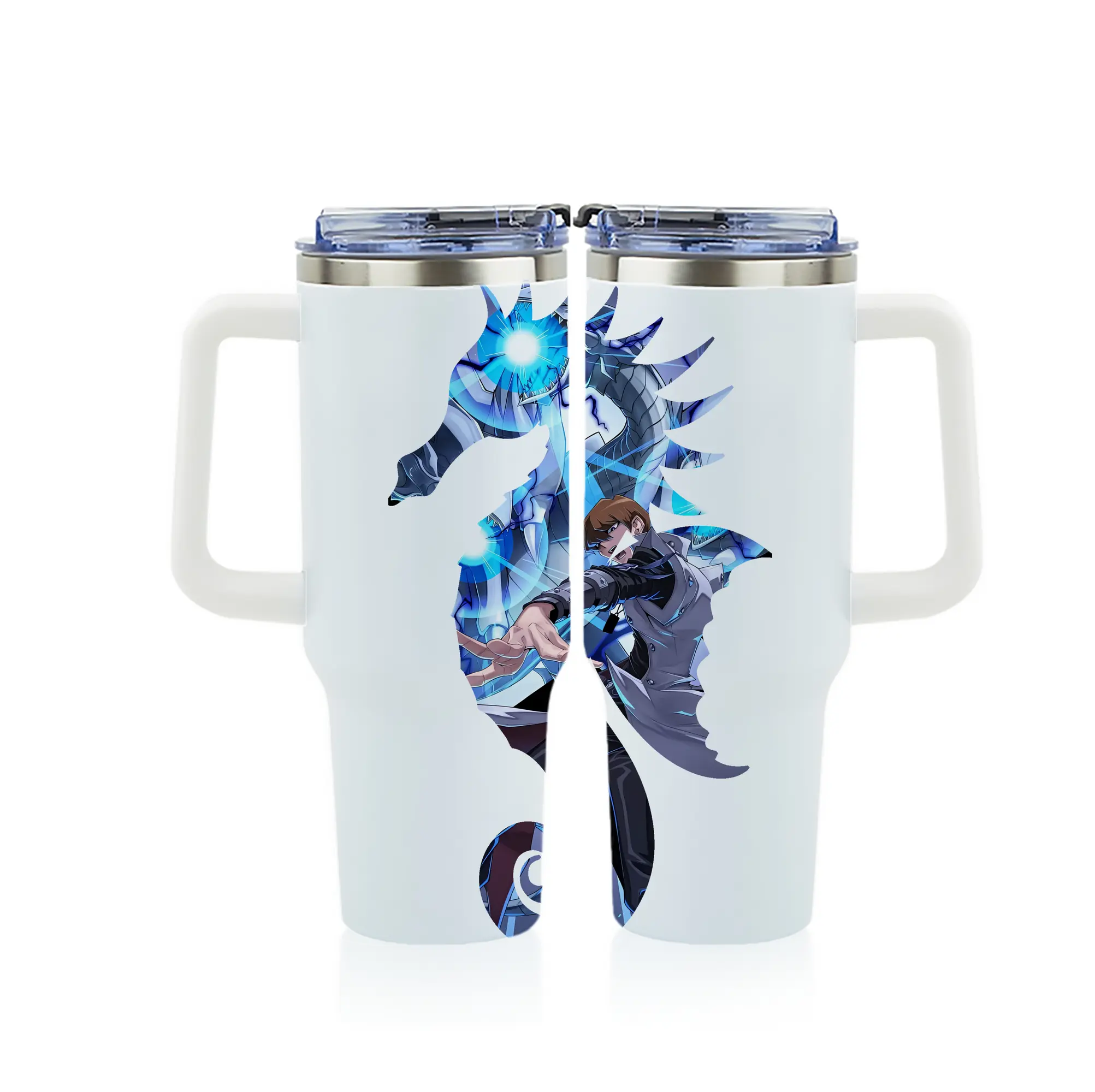 遊☆戯☆王 グッズ,海馬瀬人 - 1200mL フルプリント車用タンブラー ・ 304ステンレス 内側 ・ 201ステンレス 外側 ・ 保温 保冷 ・ 通勤 ドライブ アウトドア用