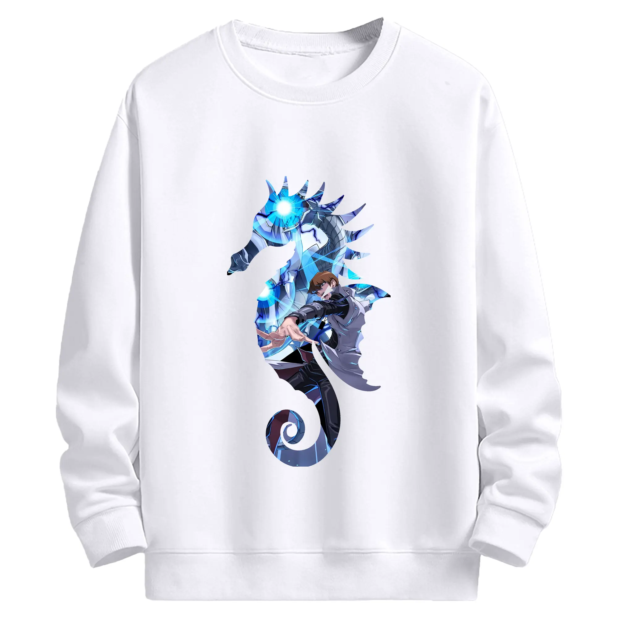 遊☆戯☆王 グッズ,海馬瀬人 - 高品質 クルーネック スウェット ・ コットン59％ ポリエステル41％ ・ ユニセックス 長袖 トレーナー ・ カジュアル デイリー スポーツ 散歩用