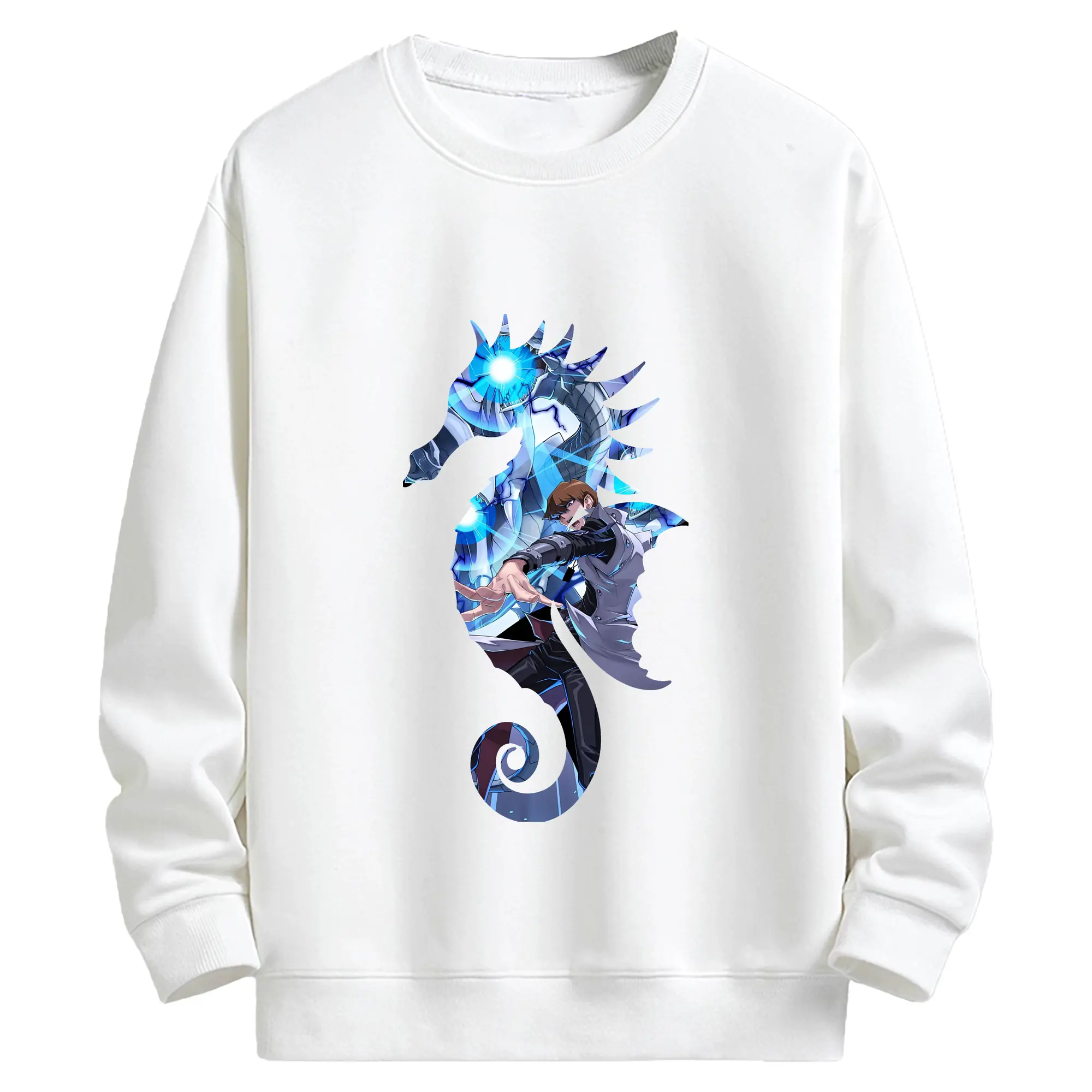 遊☆戯☆王 グッズ,海馬瀬人 - キッズ クルーネックスウェットシャツ ・ フロントプリント ・ 綿80％ ポリエステル20％ ・ 快適 通学 スポーツ 日常使い お散歩用