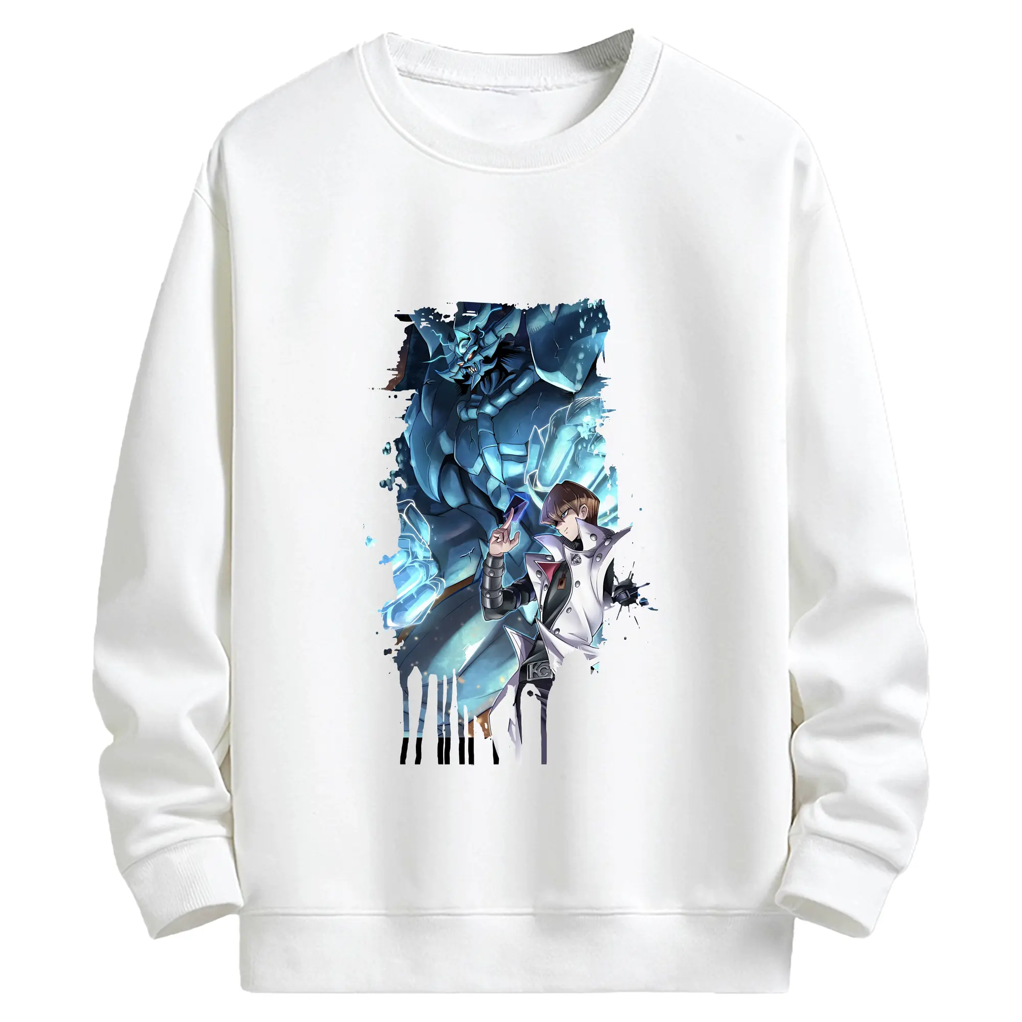 遊☆戯☆王 グッズ,海馬瀬人 - キッズ クルーネックスウェットシャツ ・ フロントプリント ・ 綿80％ ポリエステル20％ ・ 快適 通学 スポーツ 日常使い お散歩用