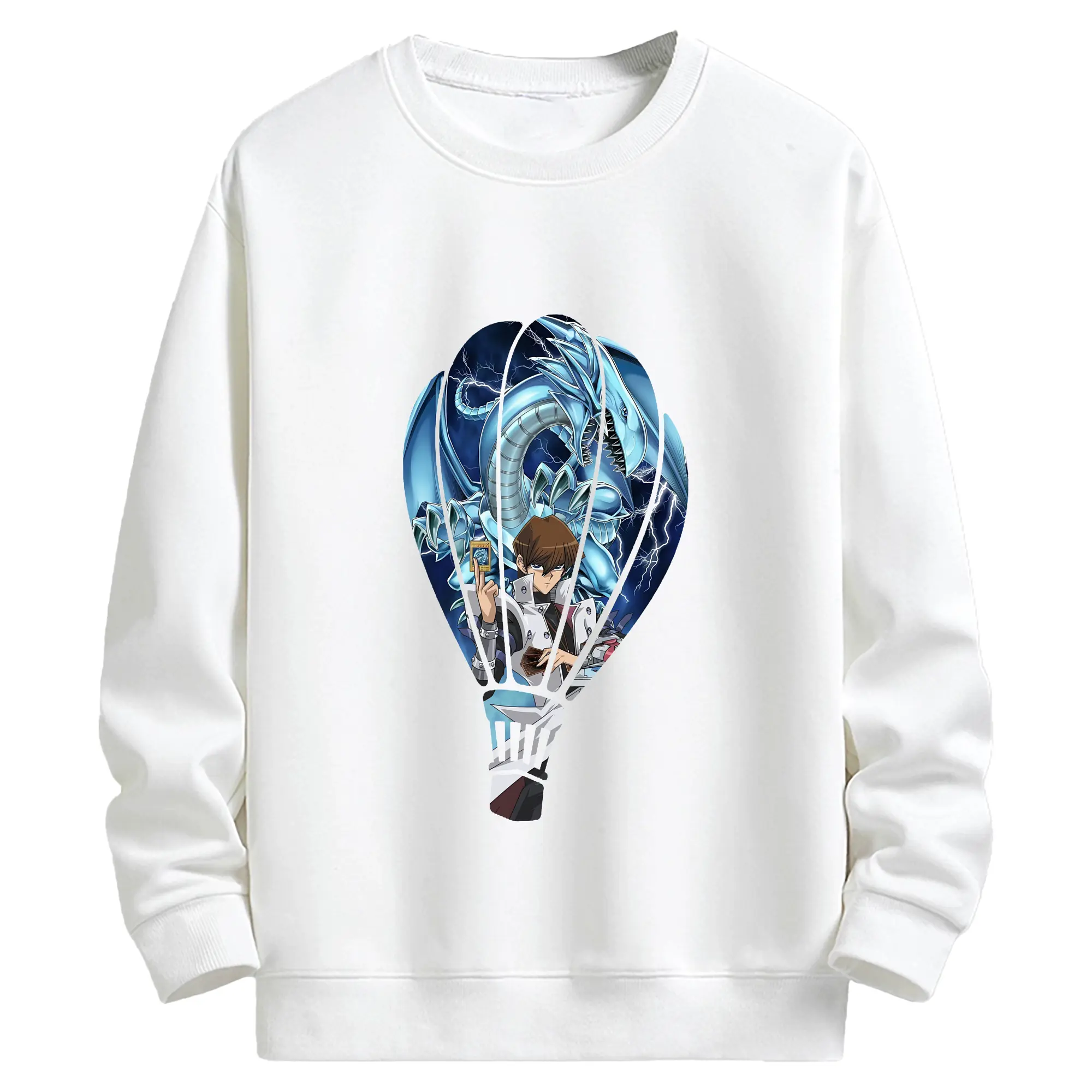 遊☆戯☆王 グッズ,海馬瀬人 - キッズ クルーネックスウェットシャツ ・ フロントプリント ・ 綿80％ ポリエステル20％ ・ 快適 通学 スポーツ 日常使い お散歩用