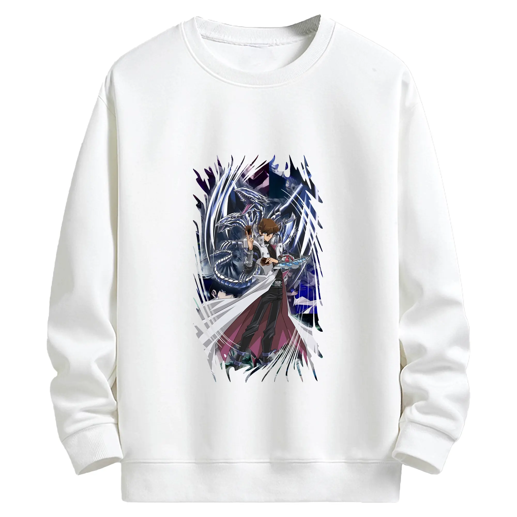 遊☆戯☆王 グッズ,海馬瀬人 - キッズ クルーネックスウェットシャツ ・ フロントプリント ・ 綿80％ ポリエステル20％ ・ 快適 通学 スポーツ 日常使い お散歩用