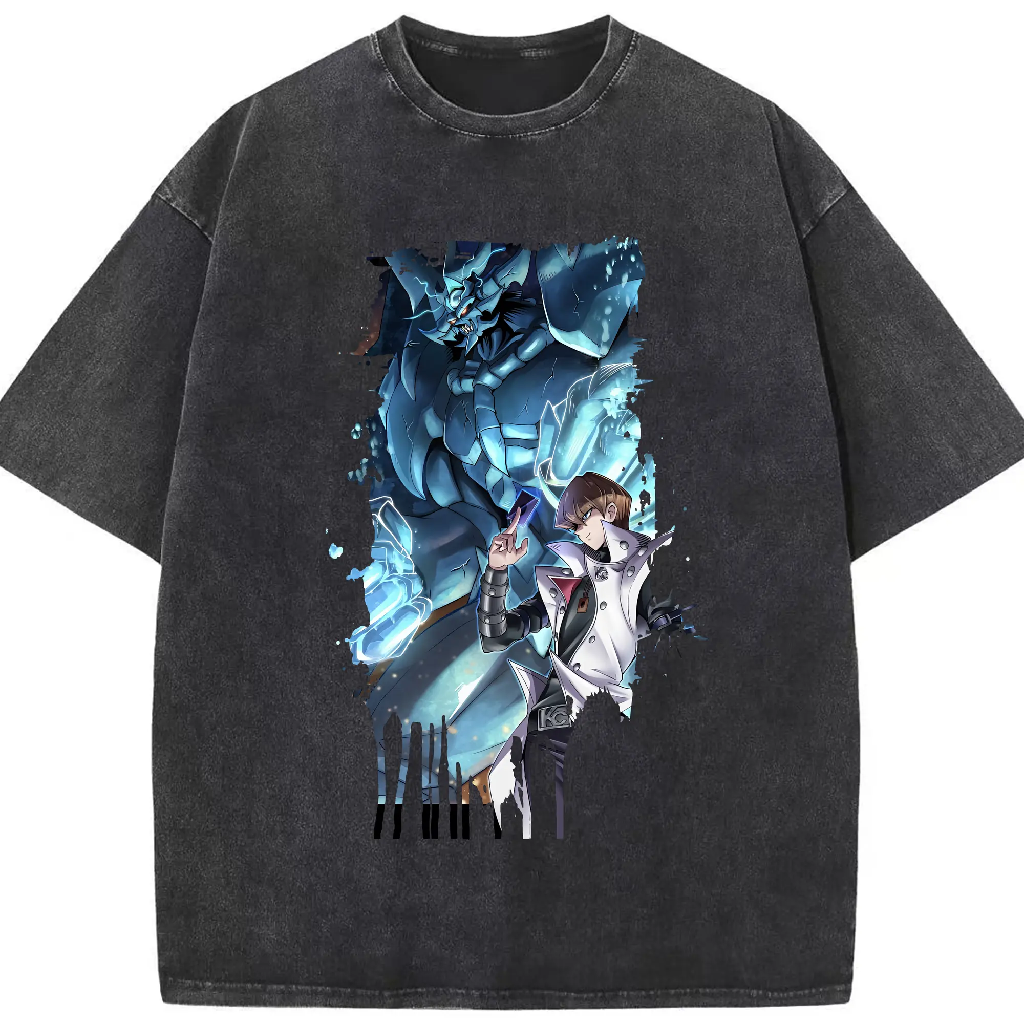 遊☆戯☆王 グッズ,海馬瀬人 - 綿100％ ヴィンテージ風 半袖Tシャツ ・ フロントプリント ・ 柔らか肌触り ・ 通気性 快適 ・ スポーツ カジュアル 外出用