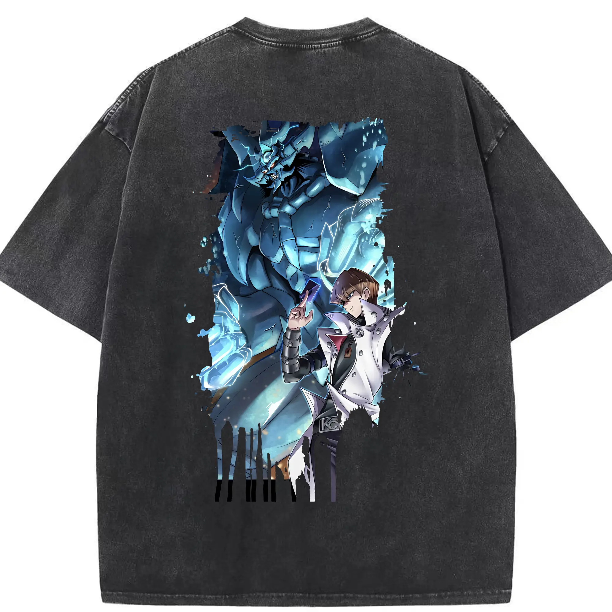 遊☆戯☆王 グッズ,海馬瀬人 - 綿100％ ヴィンテージ風 半袖Tシャツ ・ 背面プリント ・ 柔らか肌触り ・ 通気性 快適 ・ スポーツ カジュアル 外出用