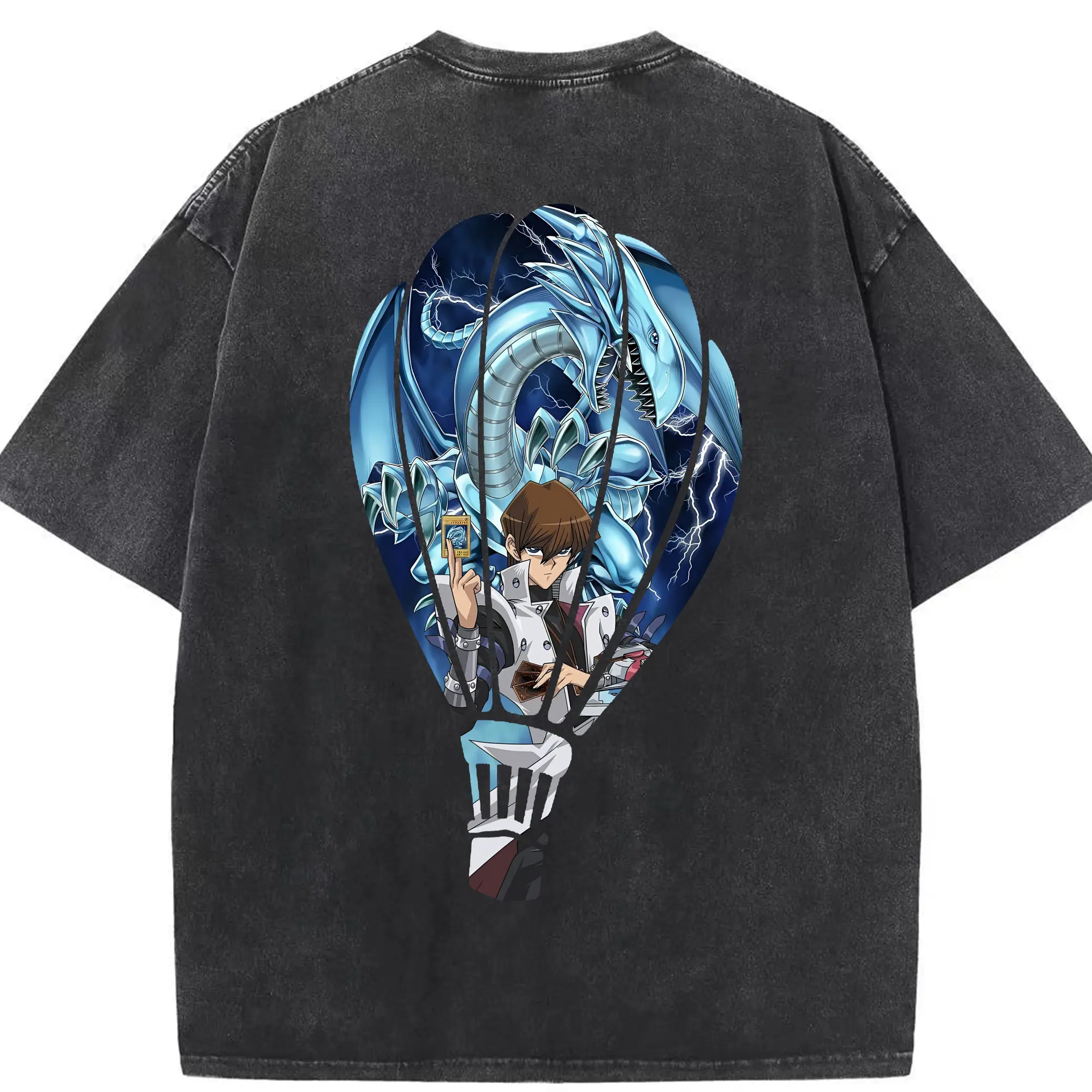 遊☆戯☆王 グッズ,海馬瀬人 - 綿100％ ヴィンテージ風 半袖Tシャツ ・ 背面プリント ・ 柔らか肌触り ・ 通気性 快適 ・ スポーツ カジュアル 外出用