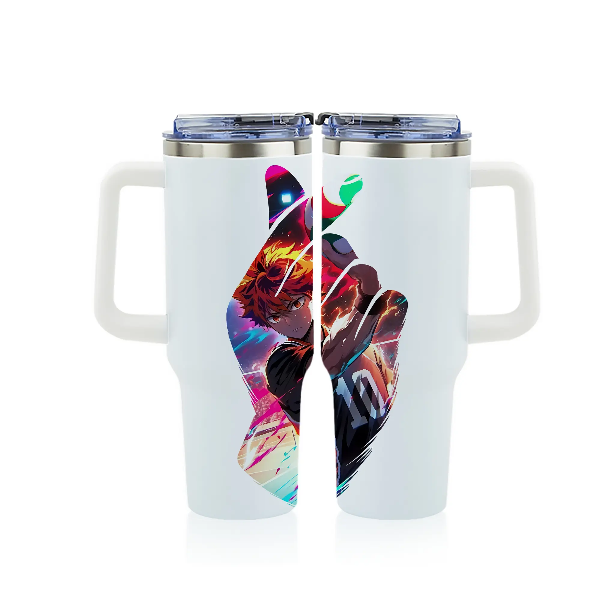 ハイキュー!! グッズ,日向翔陽 - 1200mL フルプリント車用タンブラー ・ 304ステンレス 内側 ・ 201ステンレス 外側 ・ 保温 保冷 ・ 通勤 ドライブ アウトドア用