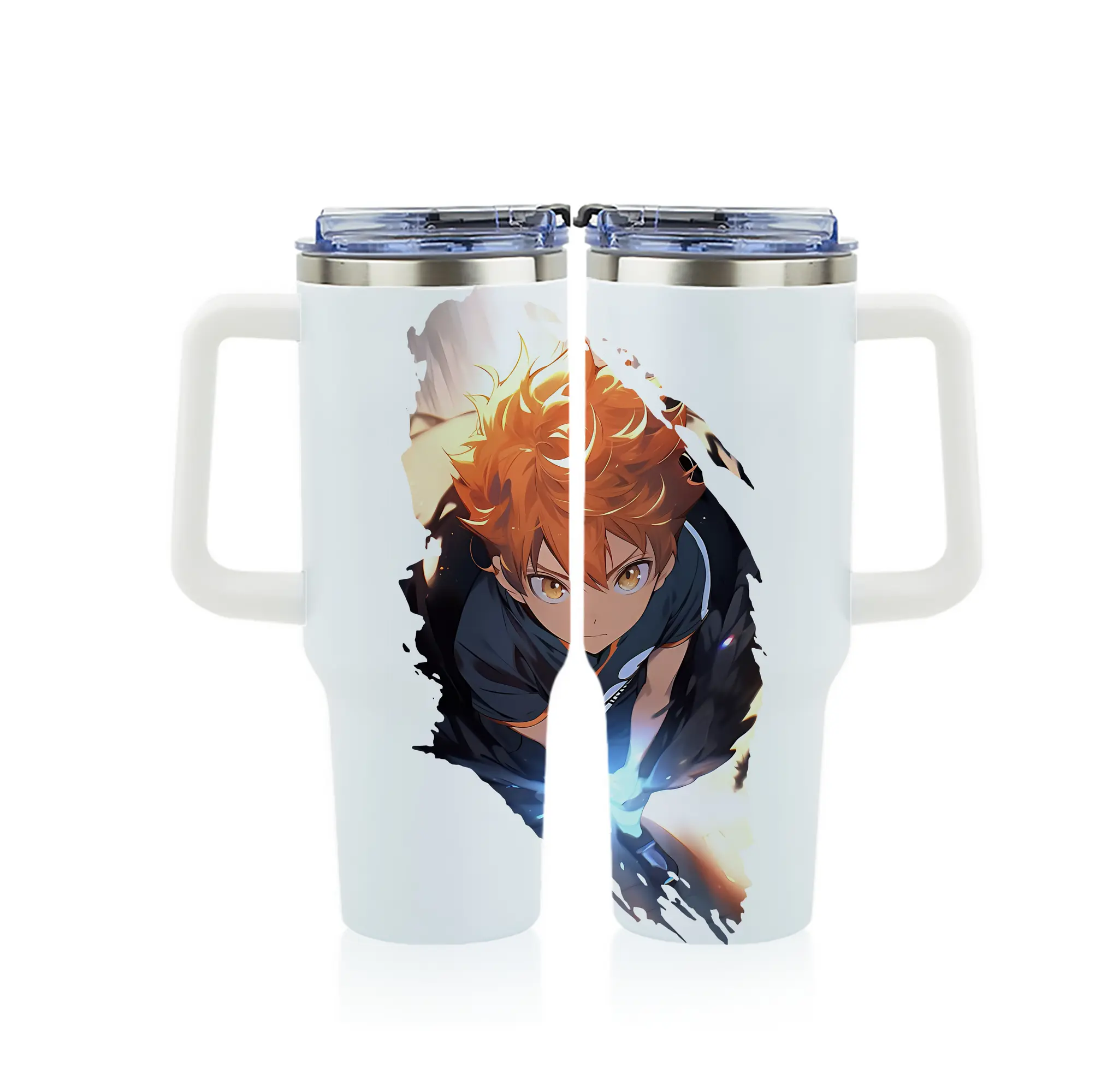 ハイキュー!! グッズ,日向翔陽 - 1200mL フルプリント車用タンブラー ・ 304ステンレス 内側 ・ 201ステンレス 外側 ・ 保温 保冷 ・ 通勤 ドライブ アウトドア用