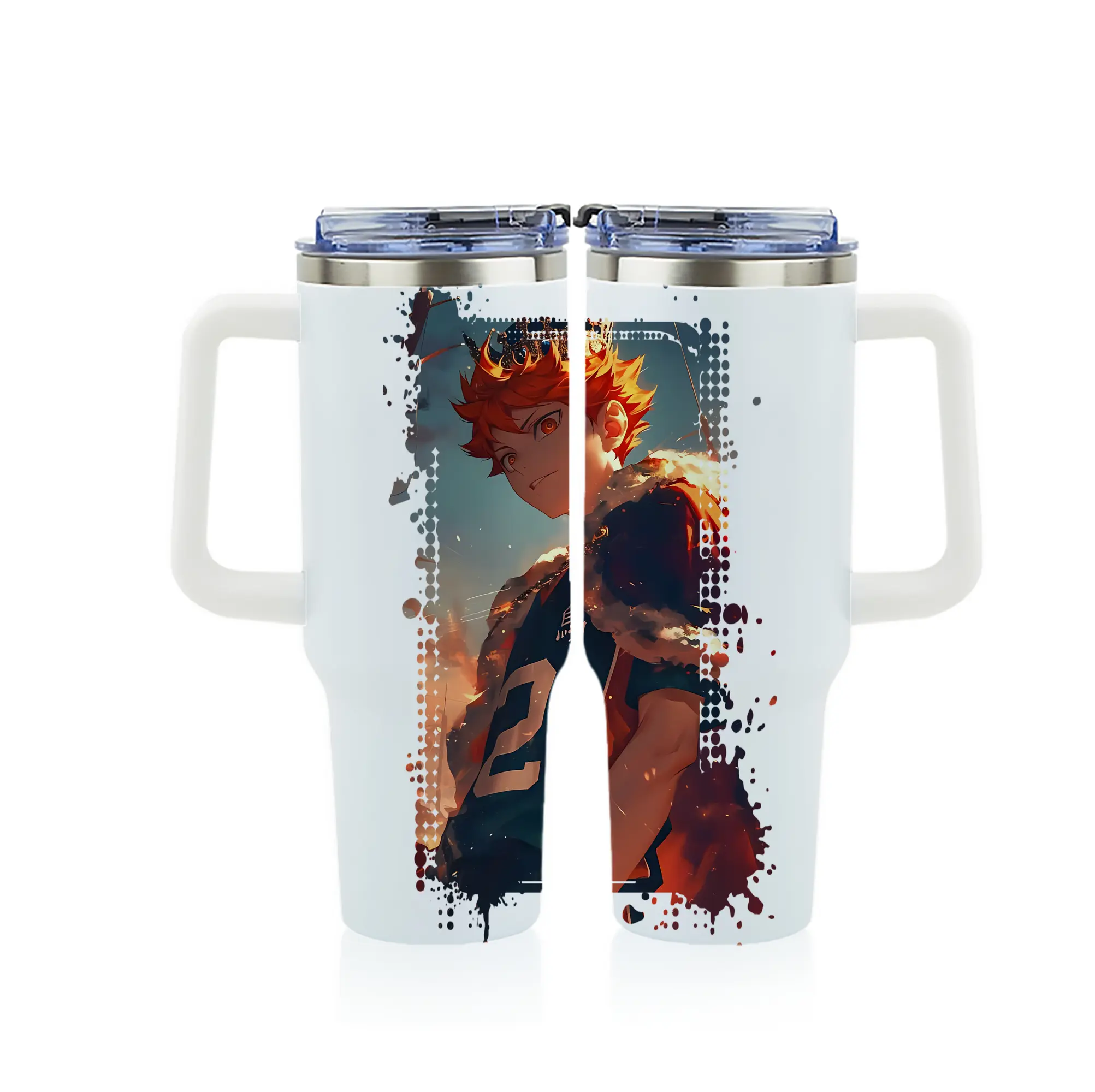 ハイキュー!! グッズ,日向翔陽 - 1200mL フルプリント車用タンブラー ・ 304ステンレス 内側 ・ 201ステンレス 外側 ・ 保温 保冷 ・ 通勤 ドライブ アウトドア用