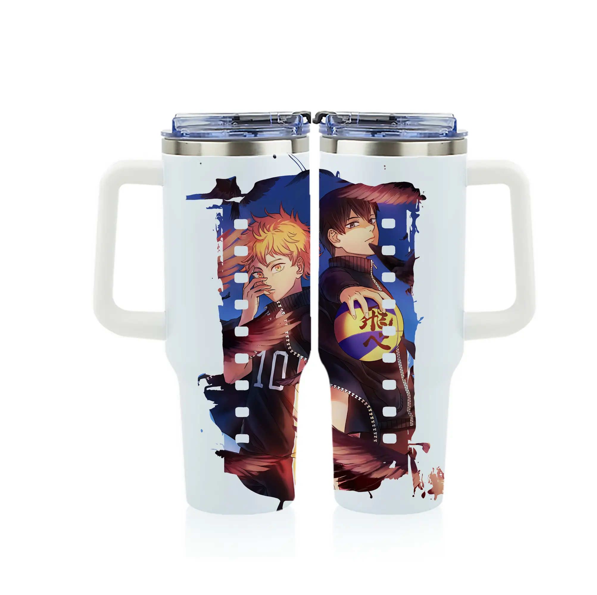 ハイキュー!! グッズ,日向翔陽 - 1200mL フルプリント車用タンブラー ・ 304ステンレス 内側 ・ 201ステンレス 外側 ・ 保温 保冷 ・ 通勤 ドライブ アウトドア用