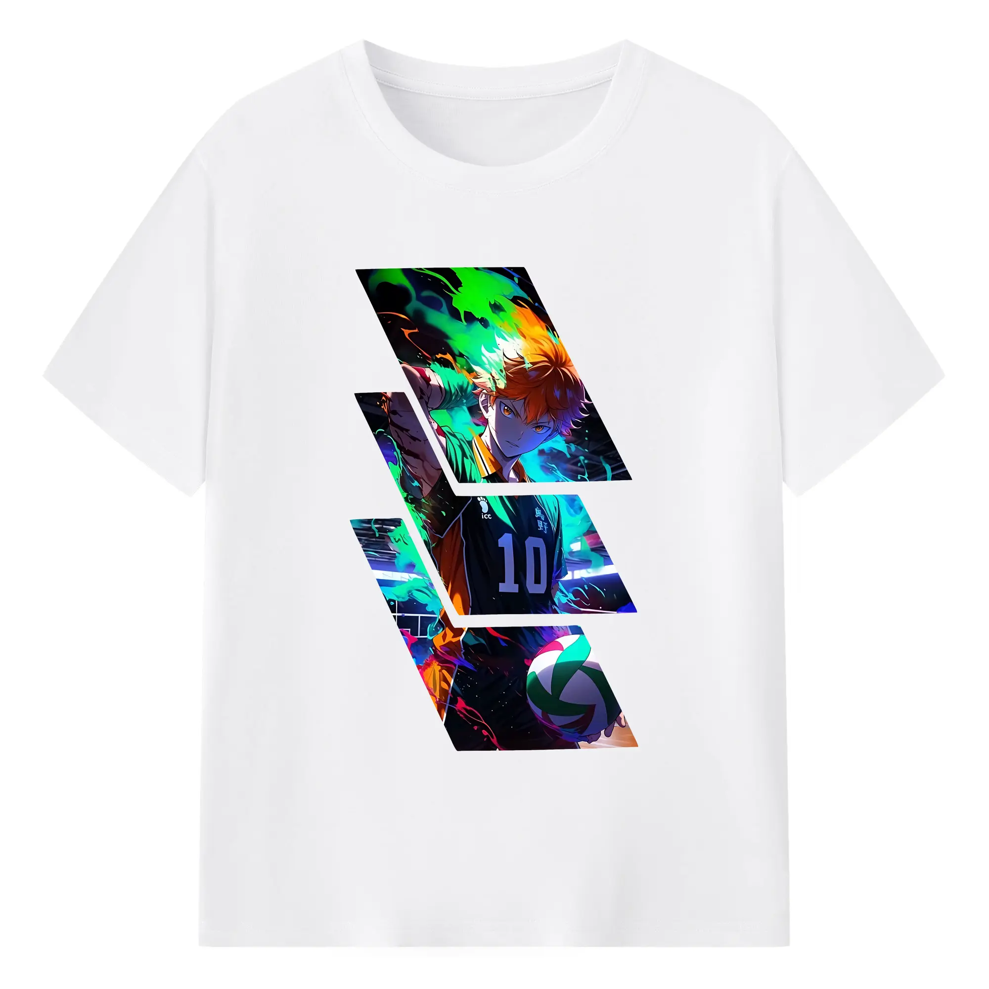 ハイキュー!! グッズ,日向翔陽 - 綿100％ 半袖Tシャツ ・ フロントプリント ・ 快適 通気性 ・ 日常使い 散歩 スポーツ用