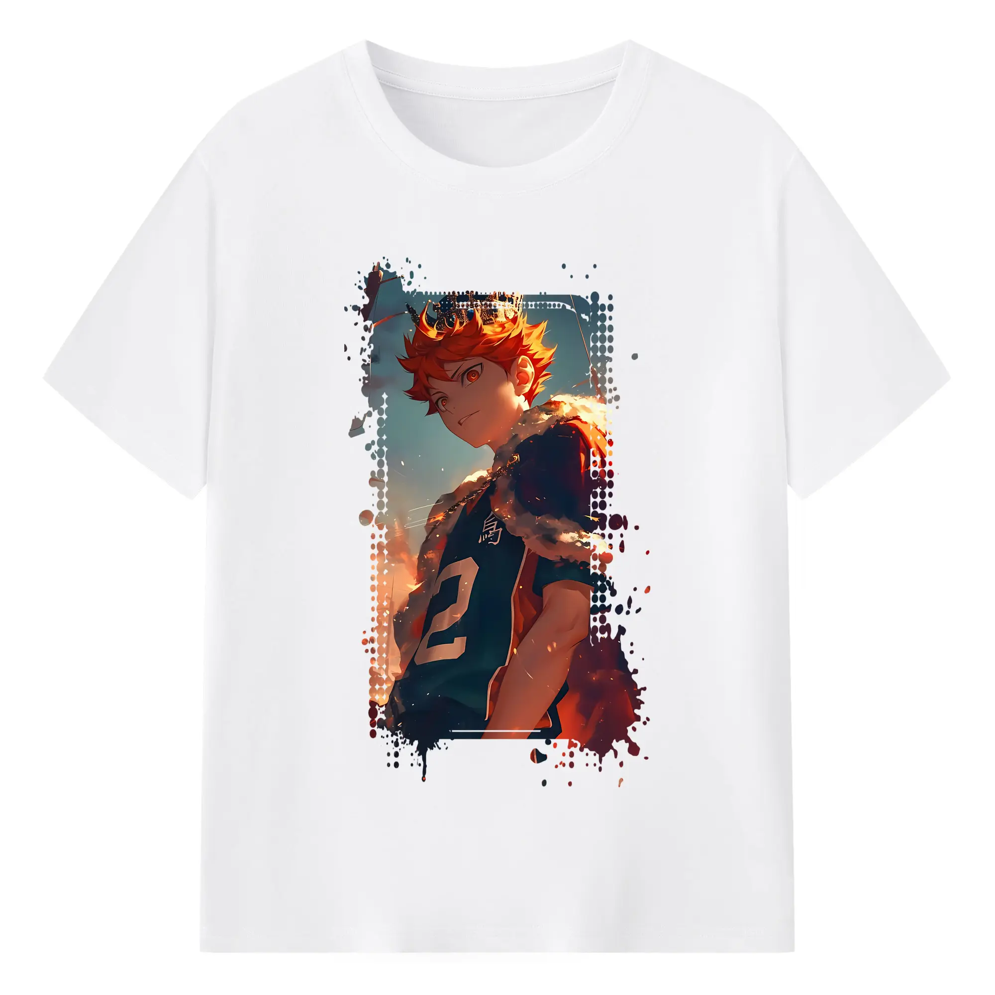 ハイキュー!! グッズ,日向翔陽 - 綿100％ 半袖Tシャツ ・ フロントプリント ・ 快適 通気性 ・ 日常使い 散歩 スポーツ用