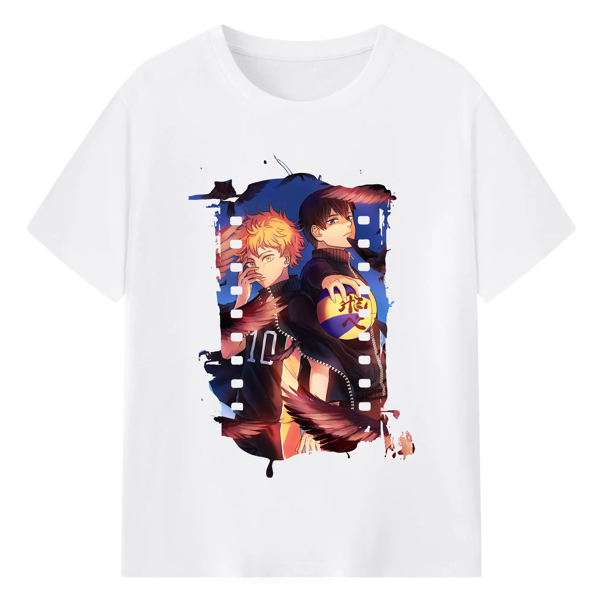 ハイキュー!! グッズ,日向翔陽 - 綿100％ 半袖Tシャツ ・ フロントプリント ・ 快適 通気性 ・ 日常使い 散歩 スポーツ用