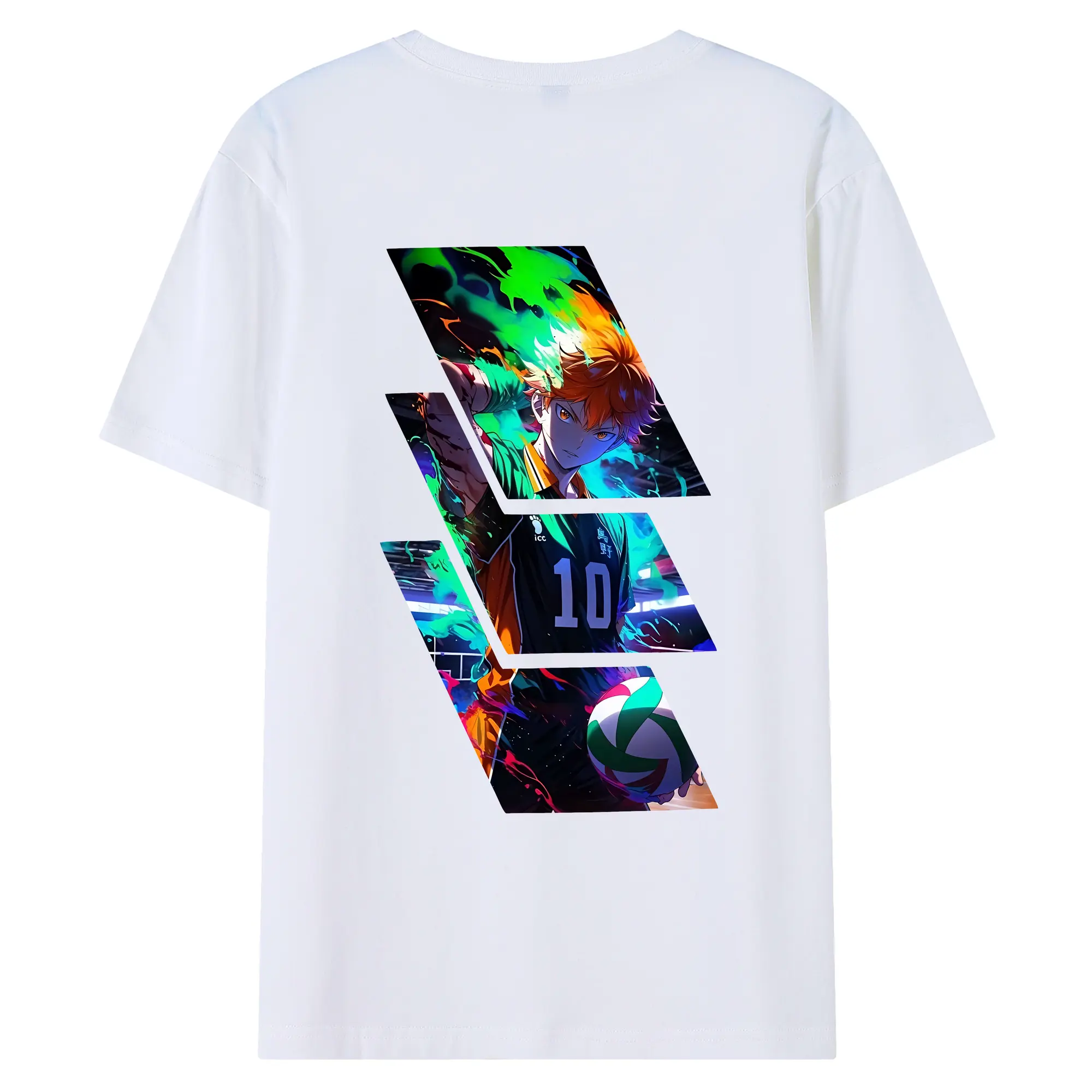 ハイキュー!! グッズ,日向翔陽 - 綿100％ 半袖Tシャツ ・ バックプリント ・ 快適 通気性 ・ 日常使い 散歩 スポーツ用