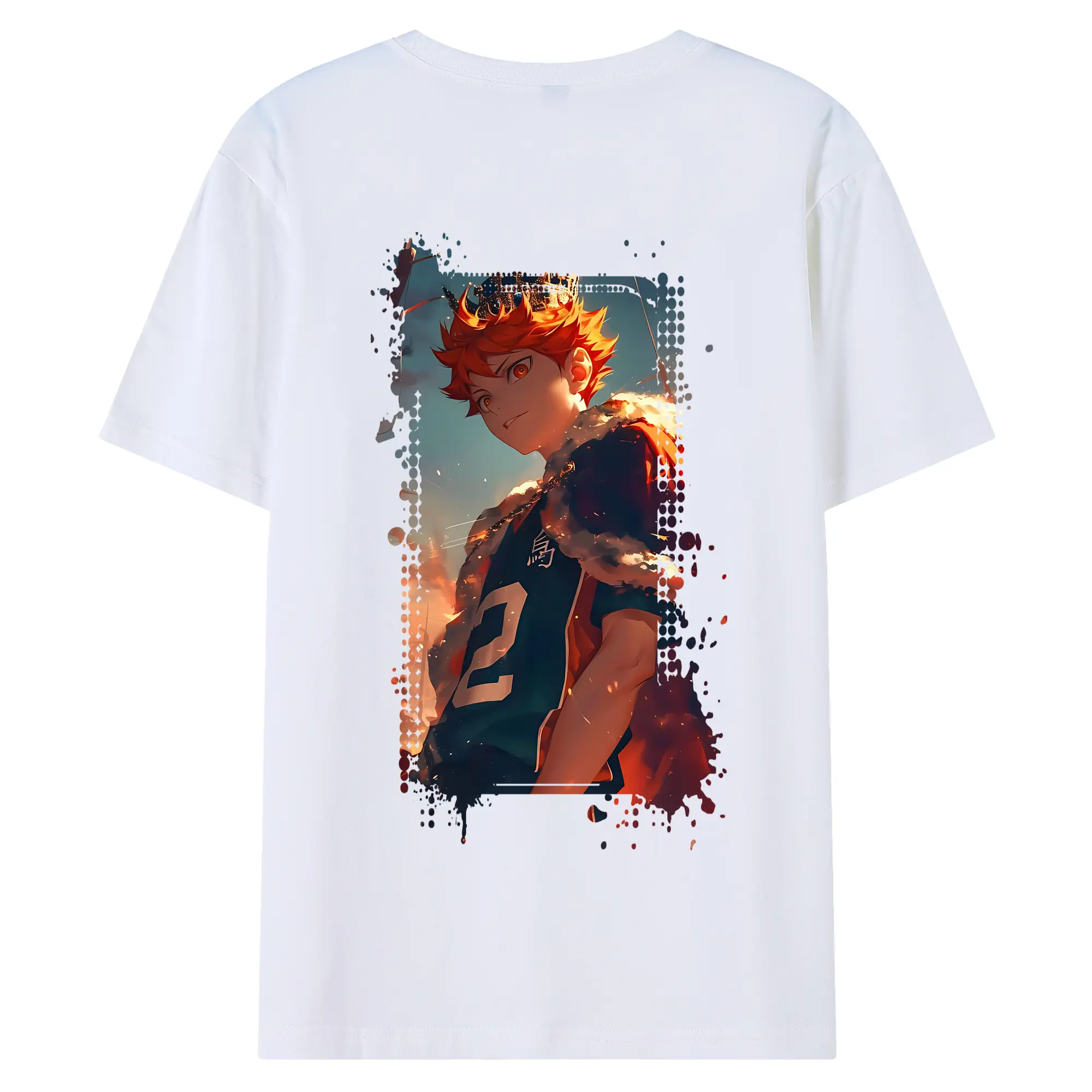 ハイキュー!! グッズ,日向翔陽 - 綿100％ 半袖Tシャツ ・ バックプリント ・ 快適 通気性 ・ 日常使い 散歩 スポーツ用