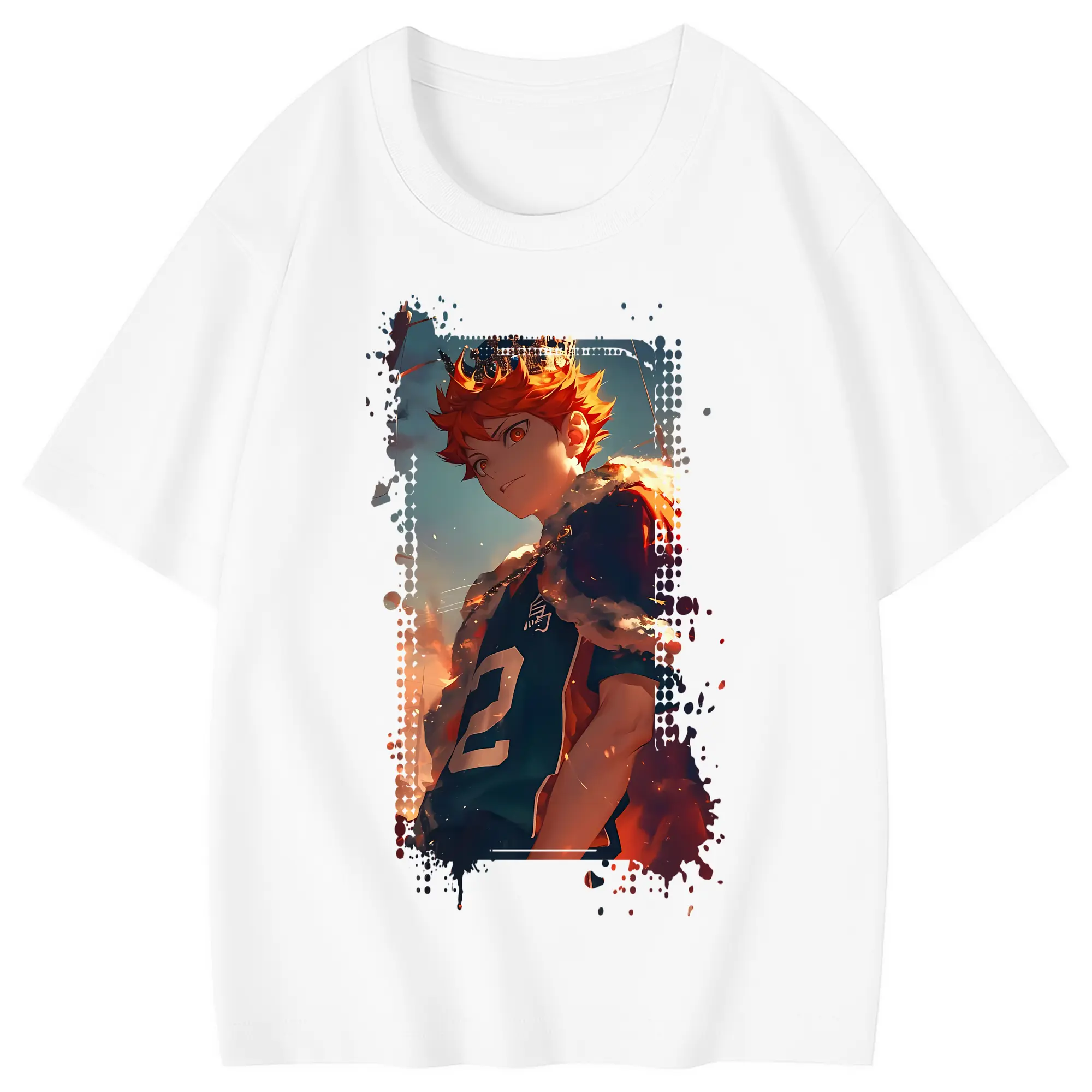 ハイキュー!! グッズ,日向翔陽 - 綿100％ キッズTシャツ ・ フロントプリント ・ 快適 通気性 ・ スポーツ カジュアル 散歩用