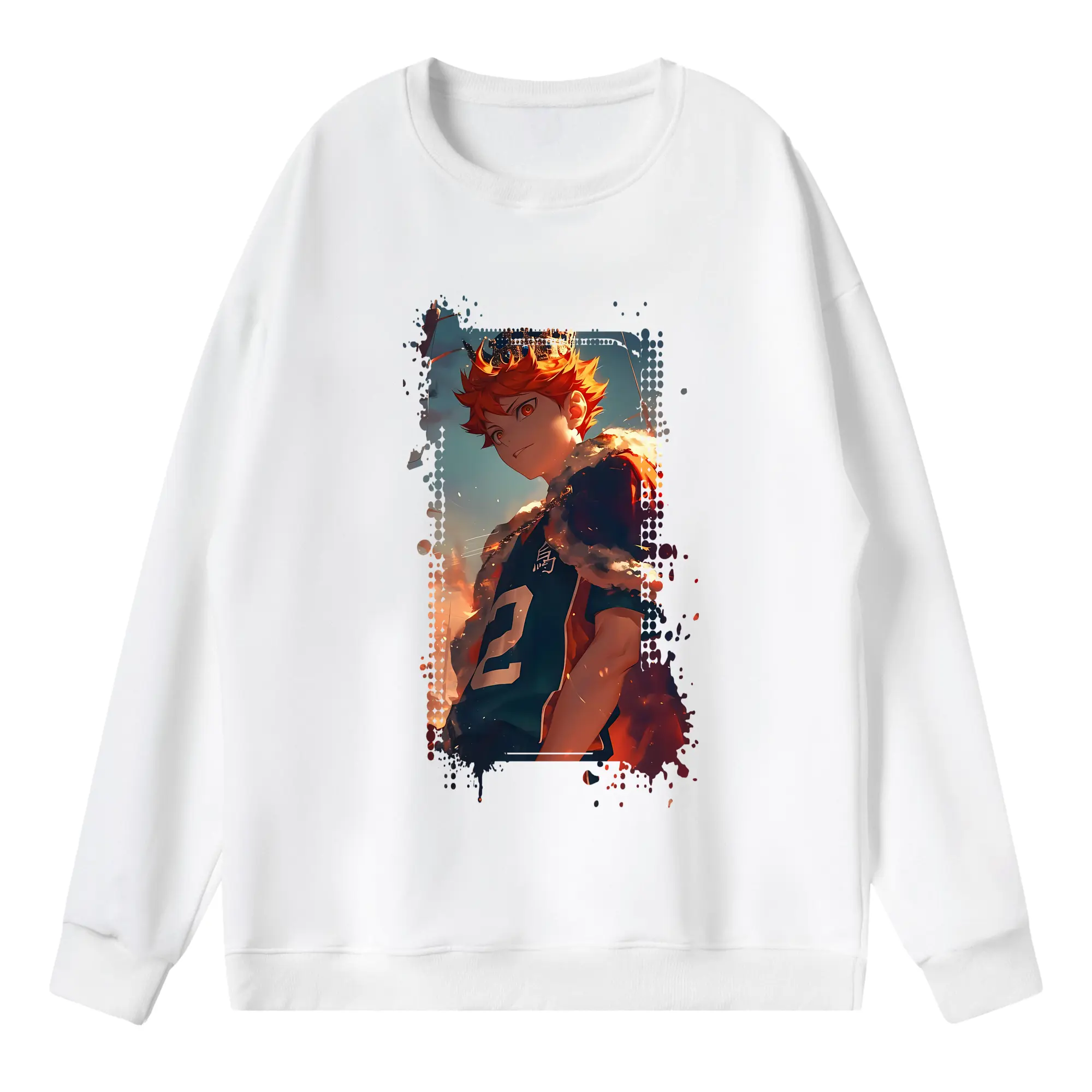 ハイキュー!! グッズ,日向翔陽 - 薄手 クルーネック スウェット 裏毛260g · ポリエステル 春秋向け カジュアル 男女兼用 · トレーナー デイリー スポーツ 散歩に最適