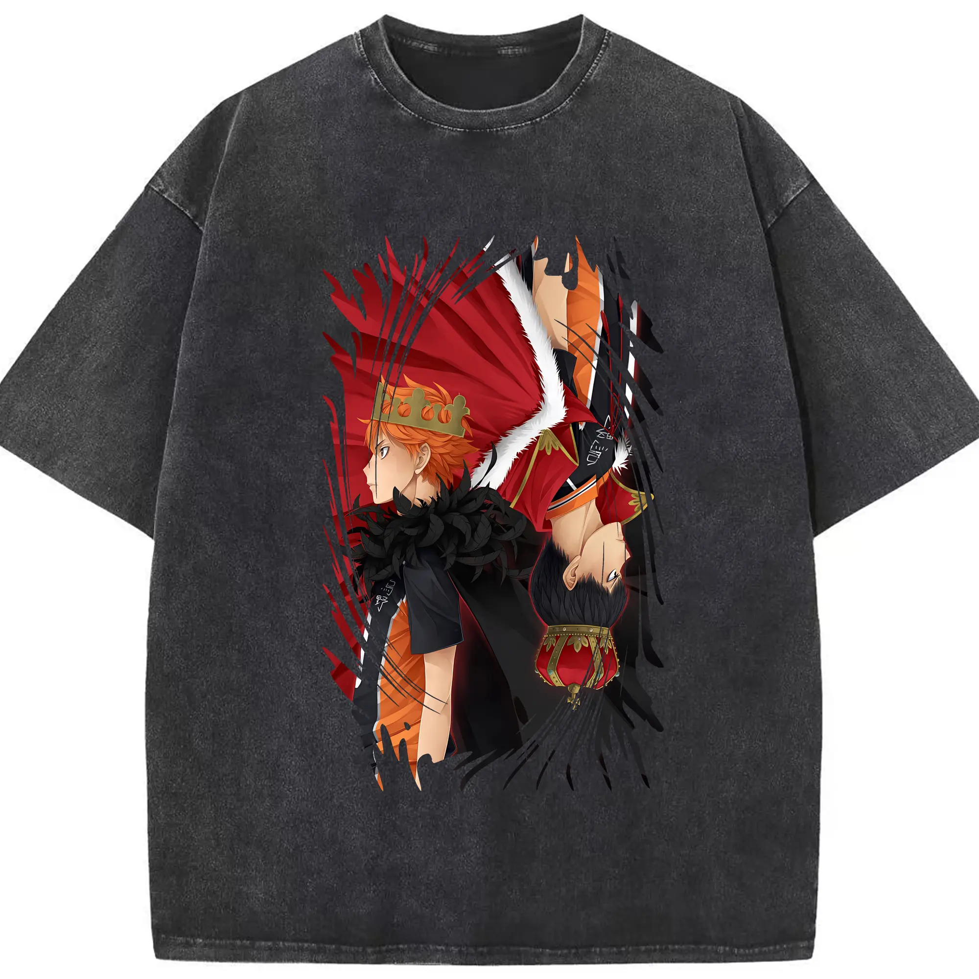 ハイキュー!! グッズ,日向翔陽 - 綿100％ ヴィンテージ風 半袖Tシャツ ・ フロントプリント ・ 柔らか肌触り ・ 通気性 快適 ・ スポーツ カジュアル 外出用