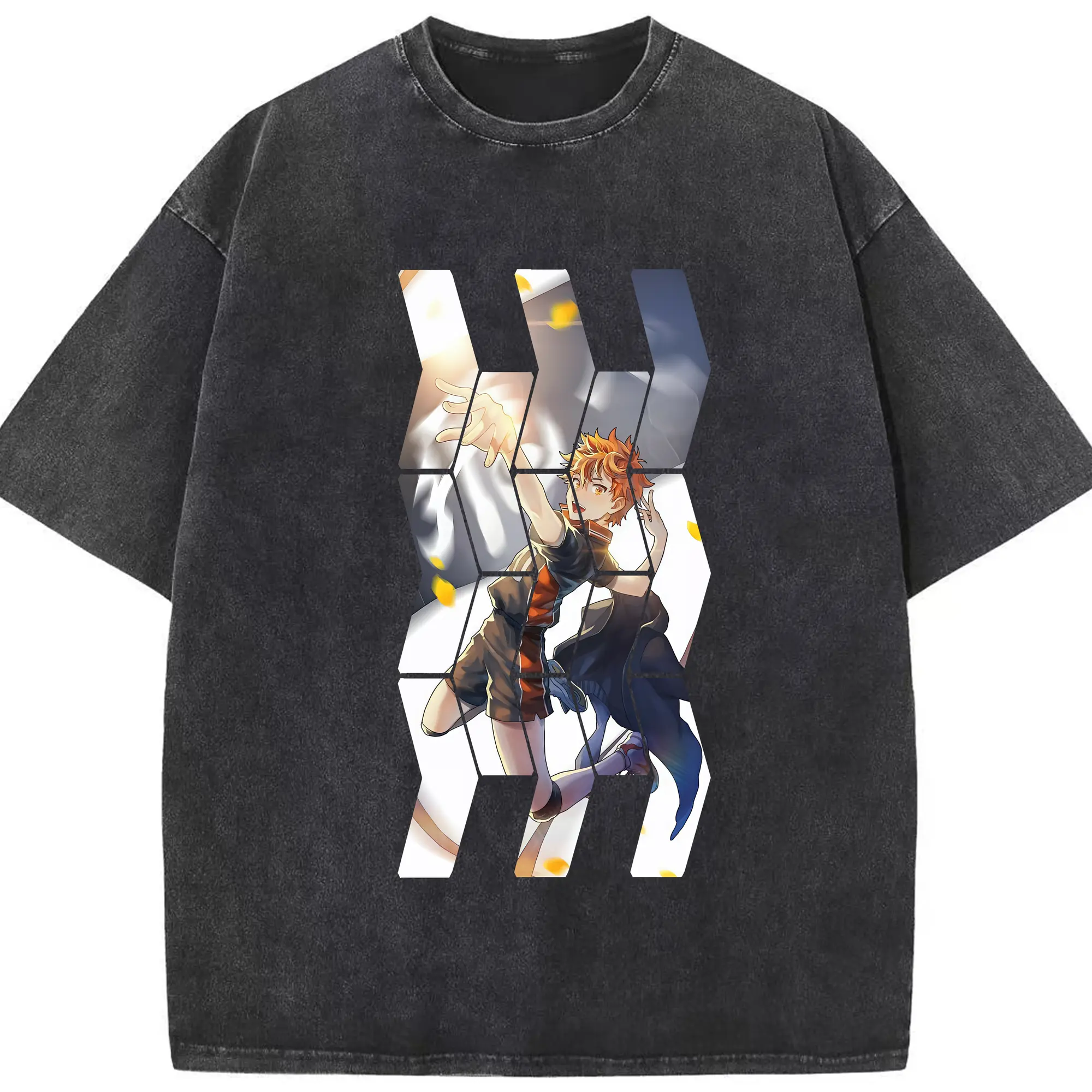 ハイキュー!! グッズ,日向翔陽 - 綿100％ ヴィンテージ風 半袖Tシャツ ・ フロントプリント ・ 柔らか肌触り ・ 通気性 快適 ・ スポーツ カジュアル 外出用