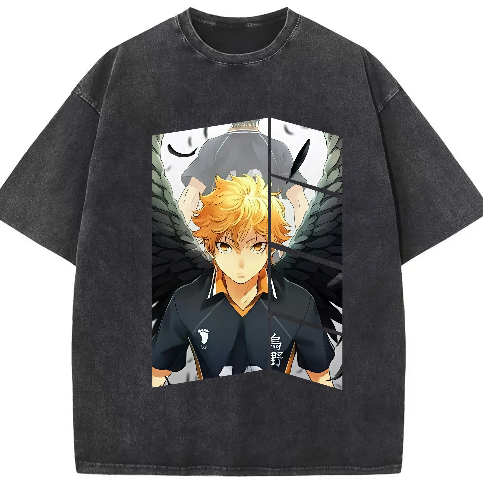 ハイキュー!! グッズ,日向翔陽 - 綿100％ ヴィンテージ風 半袖Tシャツ ・ フロントプリント ・ 柔らか肌触り ・ 通気性 快適 ・ スポーツ カジュアル 外出用