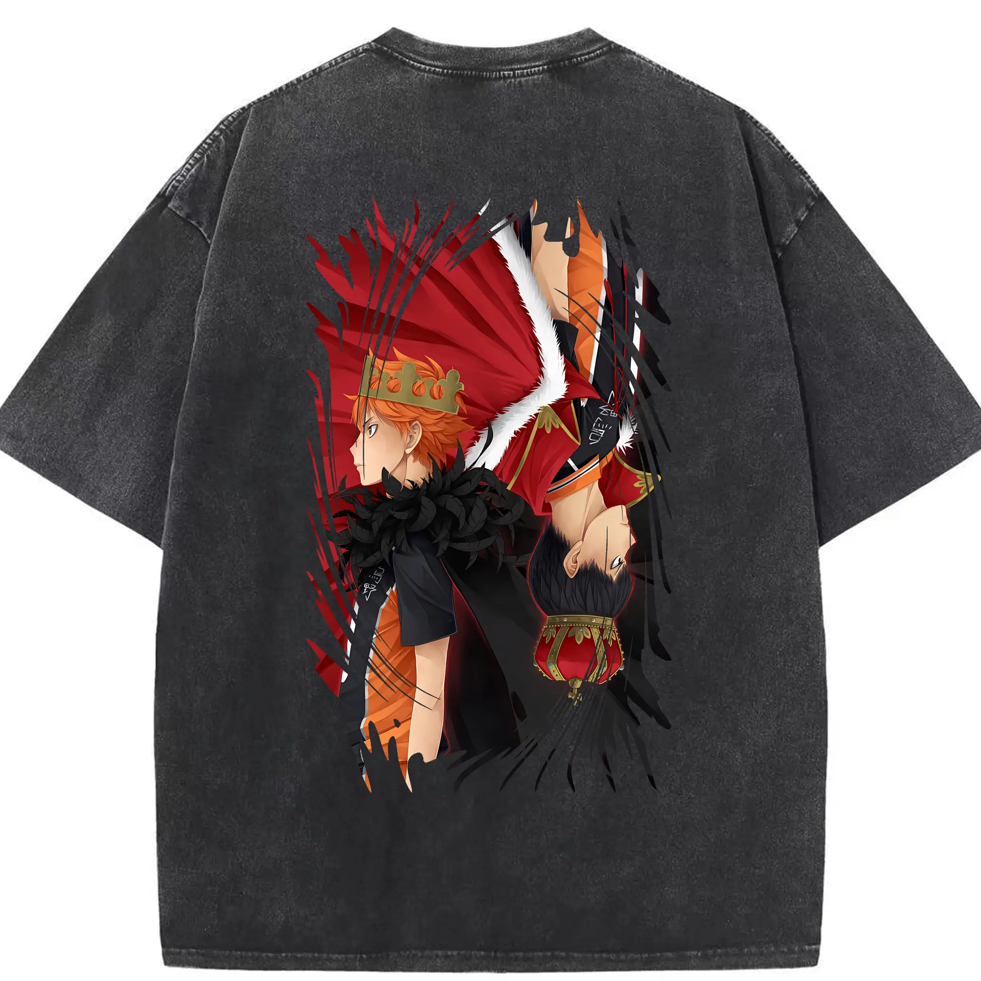 ハイキュー!! グッズ,日向翔陽 - 綿100％ ヴィンテージ風 半袖Tシャツ ・ 背面プリント ・ 柔らか肌触り ・ 通気性 快適 ・ スポーツ カジュアル 外出用