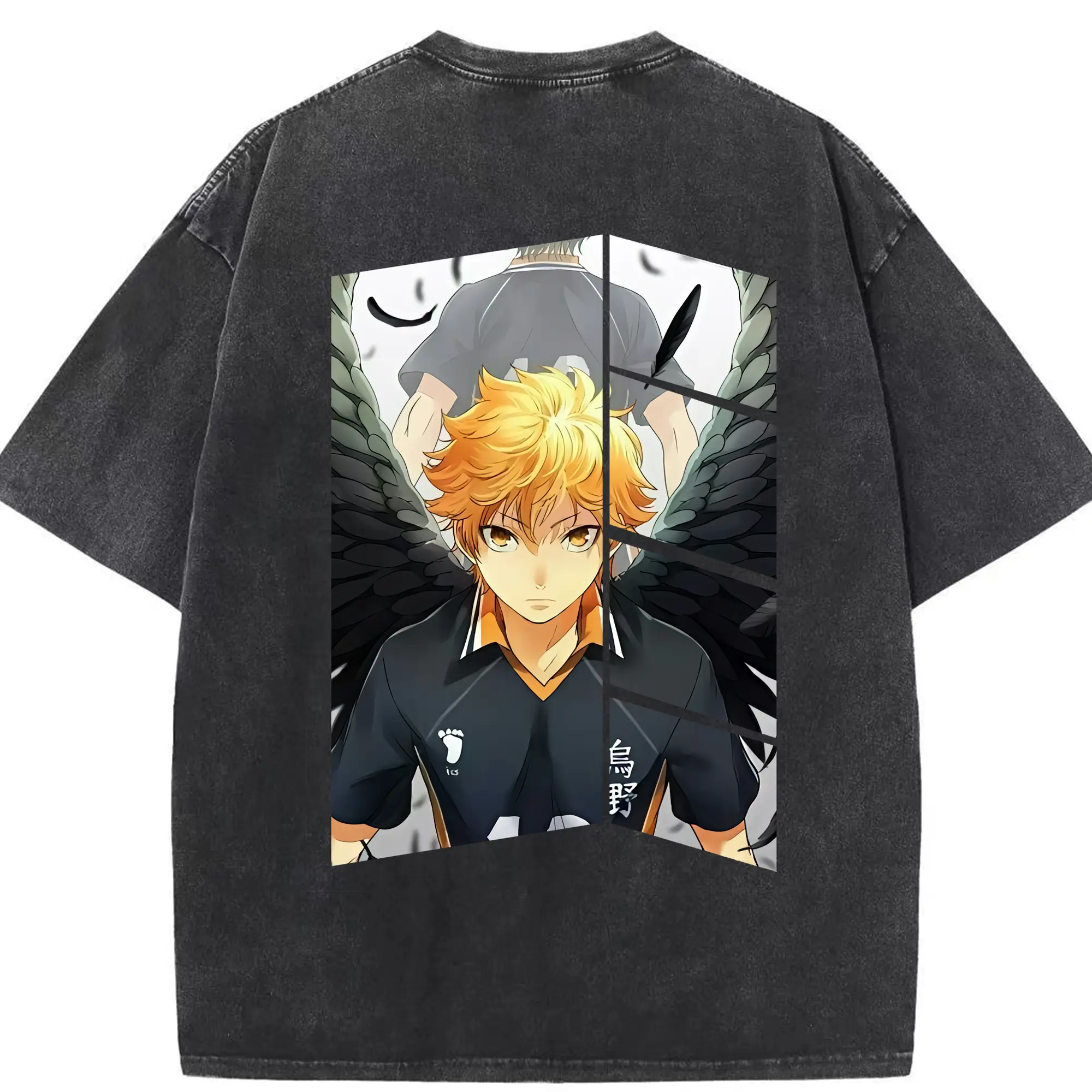 ハイキュー!! グッズ,日向翔陽 - 綿100％ ヴィンテージ風 半袖Tシャツ ・ 背面プリント ・ 柔らか肌触り ・ 通気性 快適 ・ スポーツ カジュアル 外出用