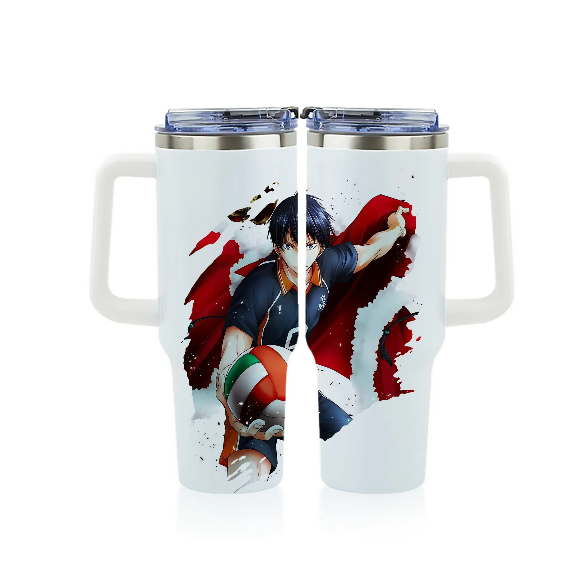 ハイキュー!! グッズ,影山飛雄 - 1200mL フルプリント車用タンブラー ・ 304ステンレス 内側 ・ 201ステンレス 外側 ・ 保温 保冷 ・ 通勤 ドライブ アウトドア用