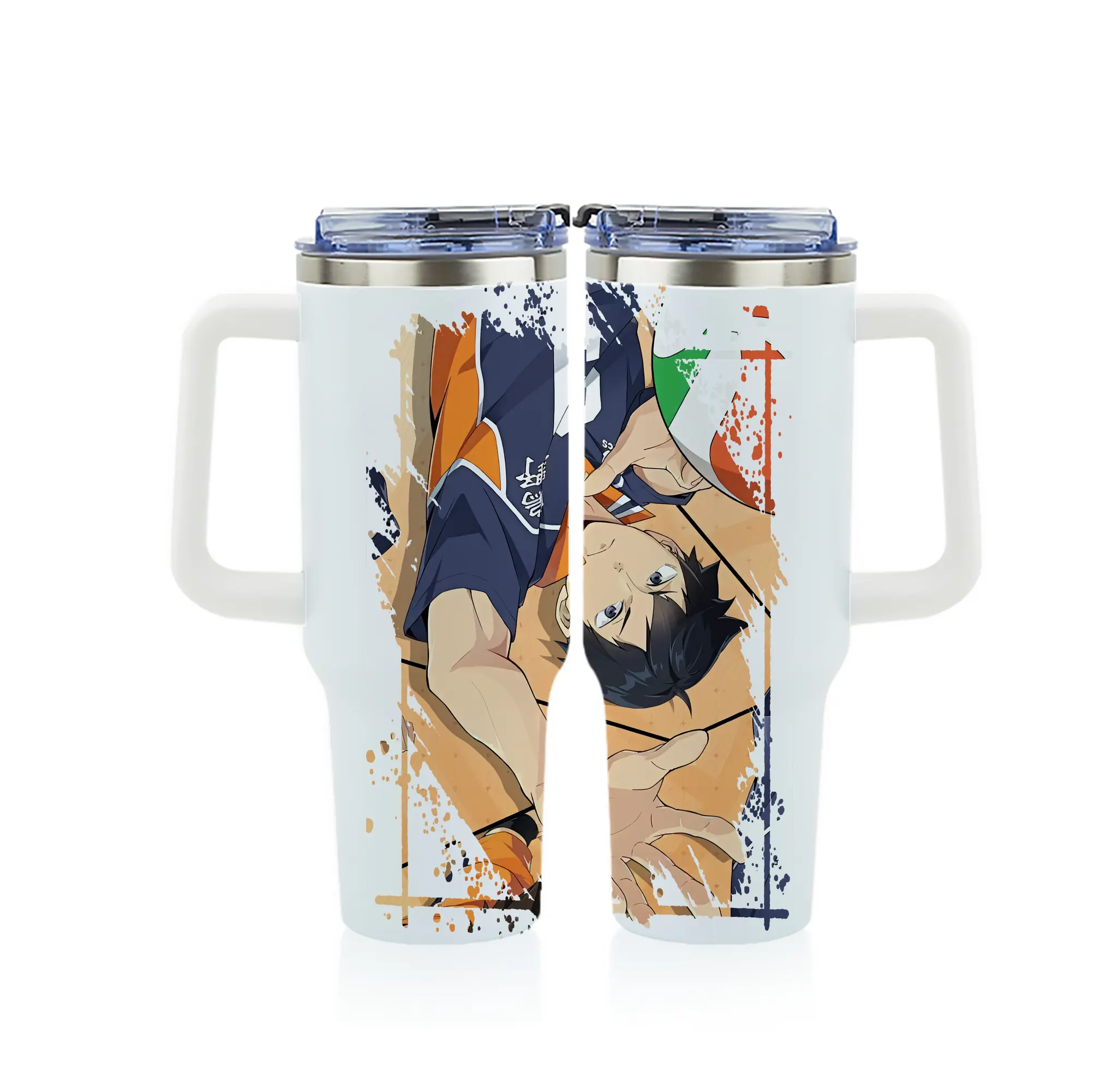 ハイキュー!! グッズ,影山飛雄 - 1200mL フルプリント車用タンブラー ・ 304ステンレス 内側 ・ 201ステンレス 外側 ・ 保温 保冷 ・ 通勤 ドライブ アウトドア用