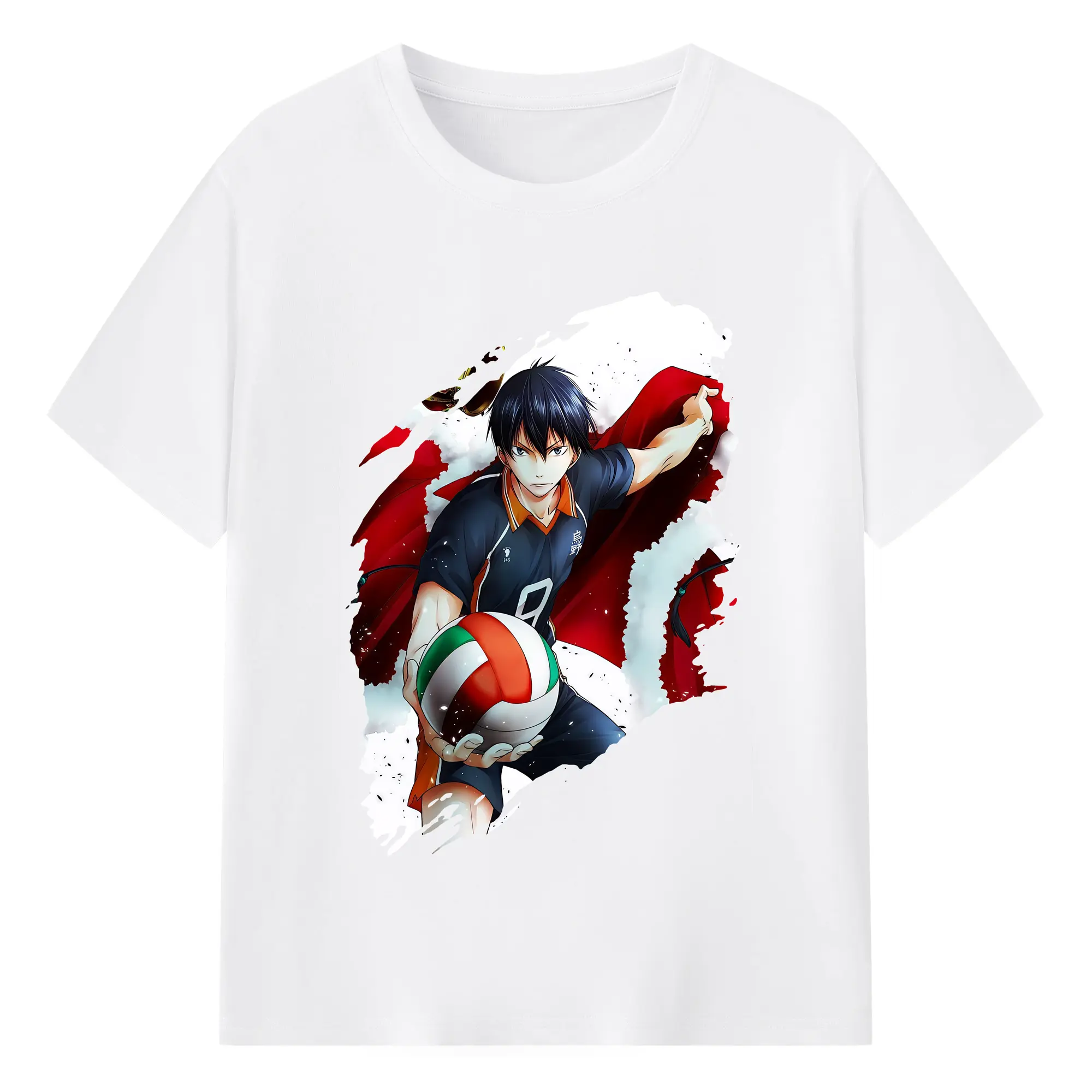 ハイキュー!! グッズ,影山飛雄 - 綿100％ 半袖Tシャツ ・ フロントプリント ・ 快適 通気性 ・ 日常使い 散歩 スポーツ用