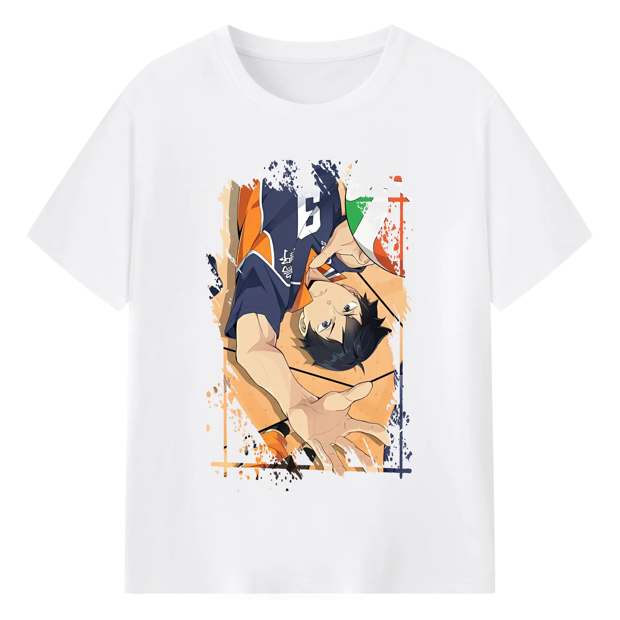 ハイキュー!! グッズ,影山飛雄 - 綿100％ 半袖Tシャツ ・ フロントプリント ・ 快適 通気性 ・ 日常使い 散歩 スポーツ用