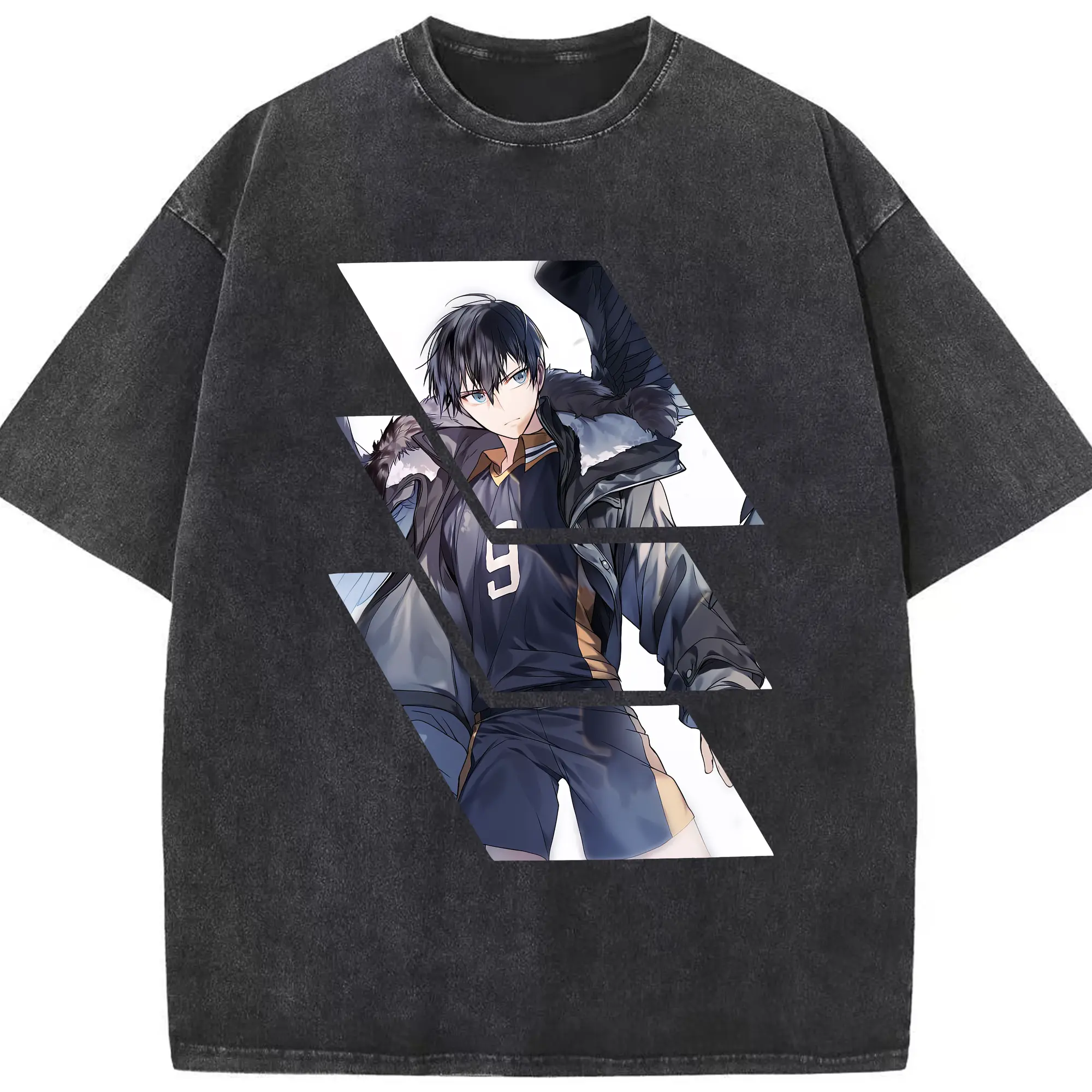 ハイキュー!! グッズ,影山飛雄 - 綿100％ ヴィンテージ風 半袖Tシャツ ・ フロントプリント ・ 柔らか肌触り ・ 通気性 快適 ・ スポーツ カジュアル 外出用