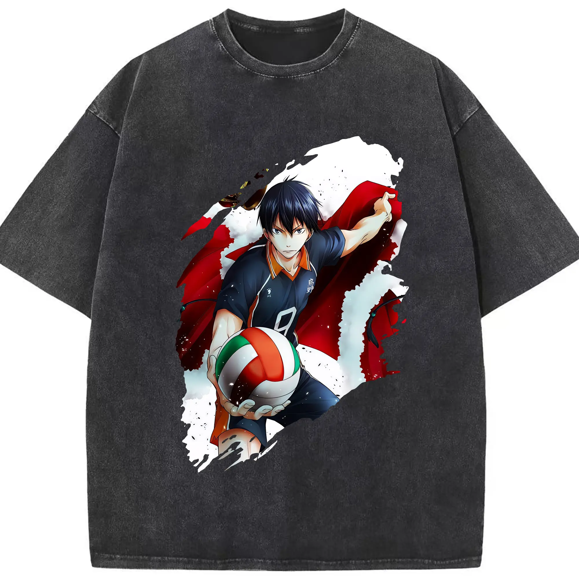 ハイキュー!! グッズ,影山飛雄 - 綿100％ ヴィンテージ風 半袖Tシャツ ・ フロントプリント ・ 柔らか肌触り ・ 通気性 快適 ・ スポーツ カジュアル 外出用