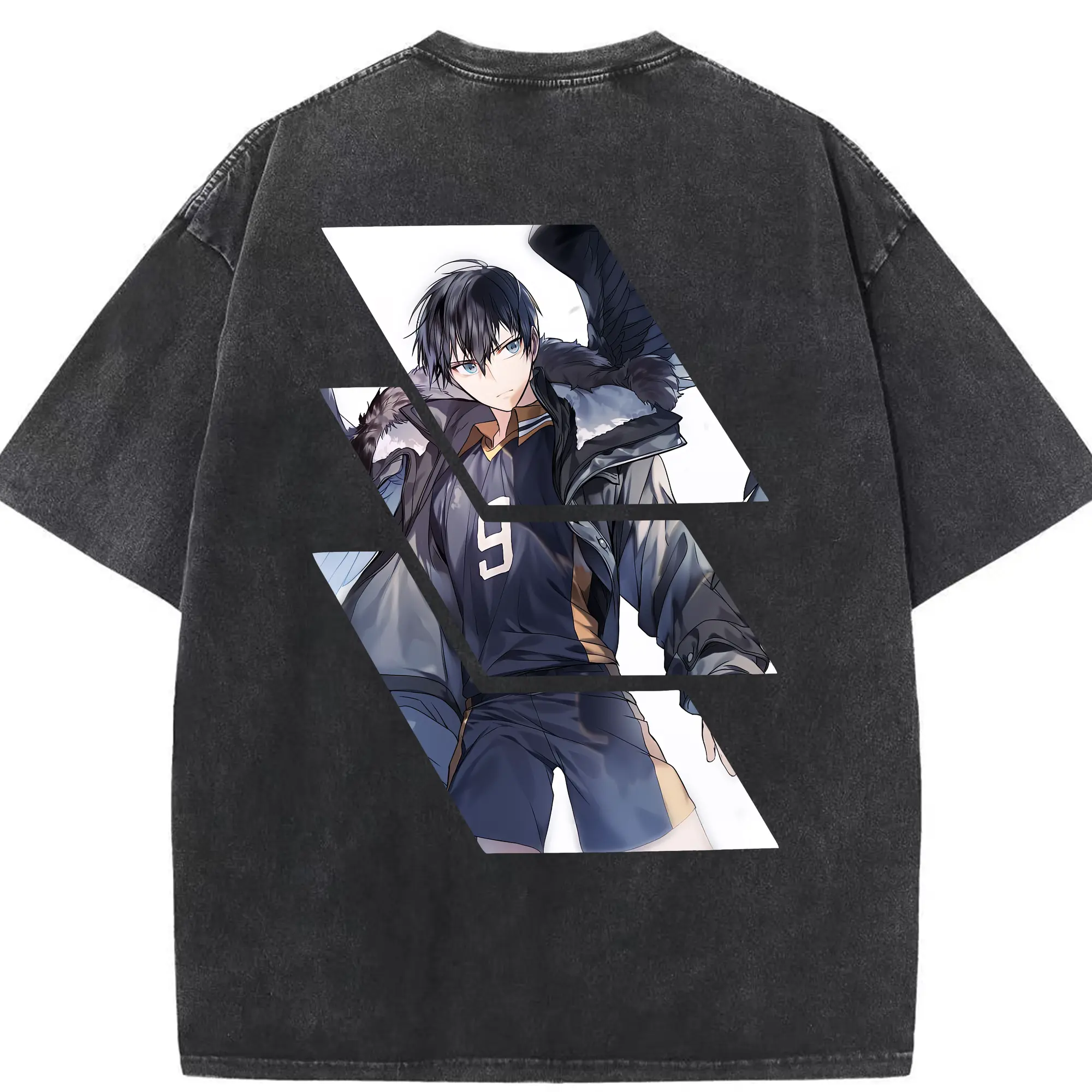 ハイキュー!! グッズ,影山飛雄 - 綿100％ ヴィンテージ風 半袖Tシャツ ・ 背面プリント ・ 柔らか肌触り ・ 通気性 快適 ・ スポーツ カジュアル 外出用