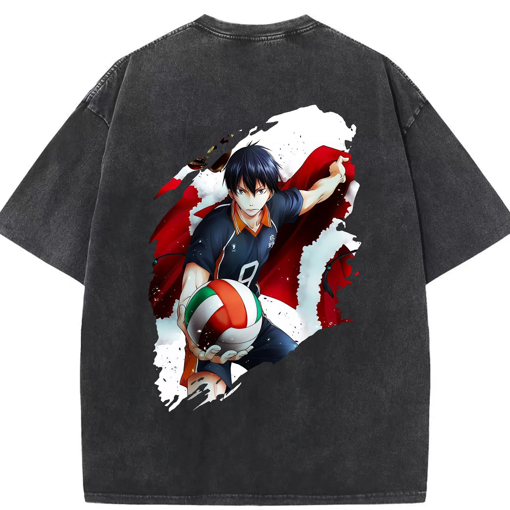 ハイキュー!! グッズ,影山飛雄 - 綿100％ ヴィンテージ風 半袖Tシャツ ・ 背面プリント ・ 柔らか肌触り ・ 通気性 快適 ・ スポーツ カジュアル 外出用