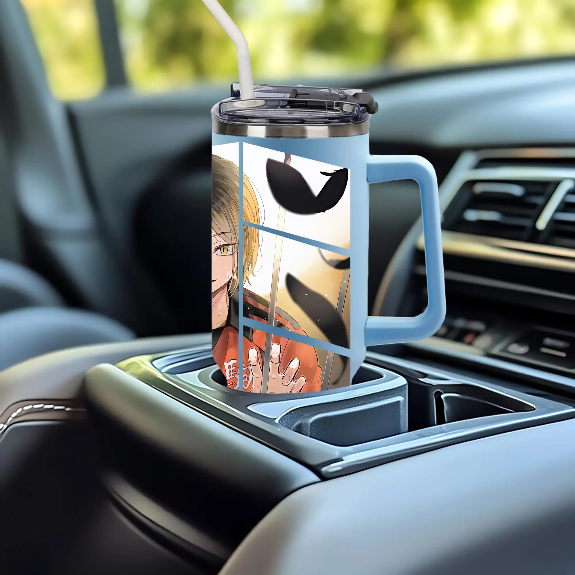 1200mL フルプリント車用タンブラー ・ 304ステンレス 内側 ・ 201ステンレス 外側 ・ 保温 保冷 ・ 通勤 ドライブ アウトドア用