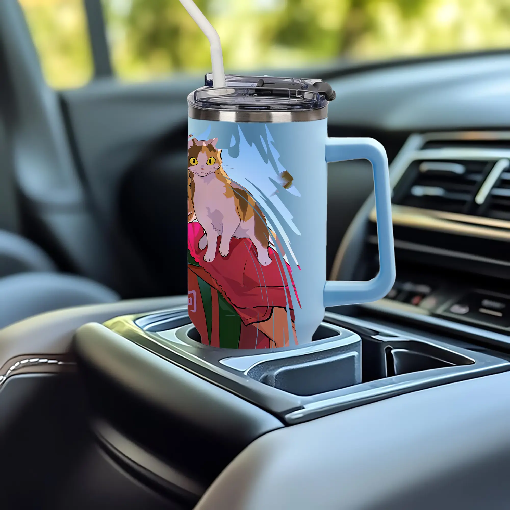 1200mL フルプリント車用タンブラー ・ 304ステンレス 内側 ・ 201ステンレス 外側 ・ 保温 保冷 ・ 通勤 ドライブ アウトドア用