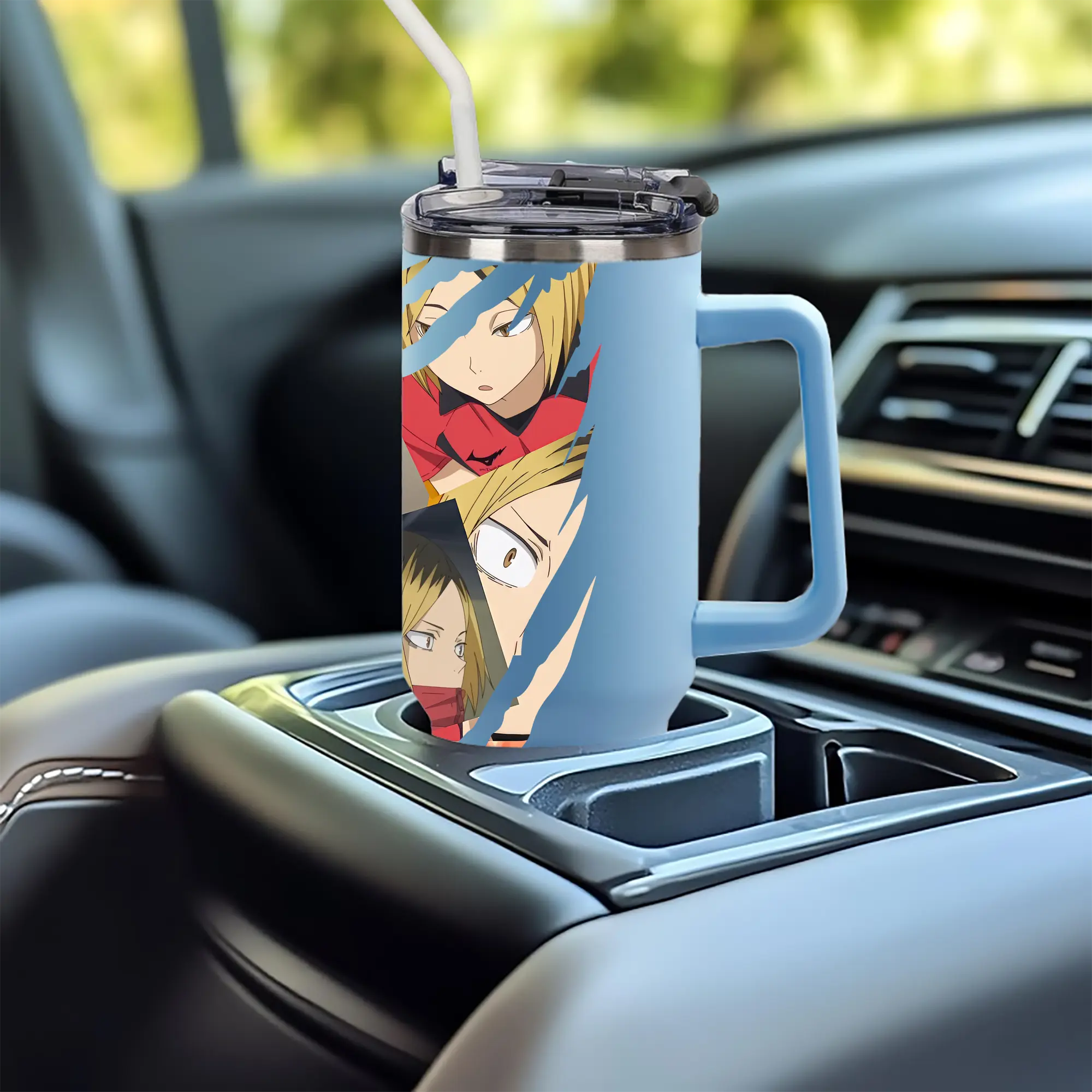 1200mL フルプリント車用タンブラー ・ 304ステンレス 内側 ・ 201ステンレス 外側 ・ 保温 保冷 ・ 通勤 ドライブ アウトドア用