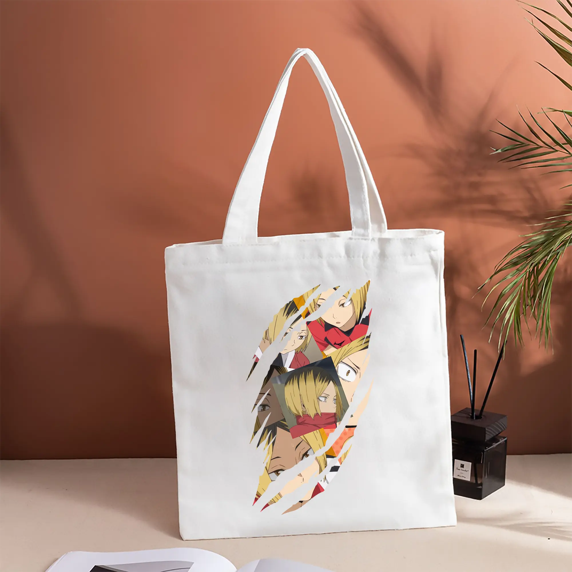 縦型キャンバス手提げバッグ（トートバッグ） ・ キャンバス素材 ・ ショッピング用 ・ 軽量 丈夫 お手入れ簡単