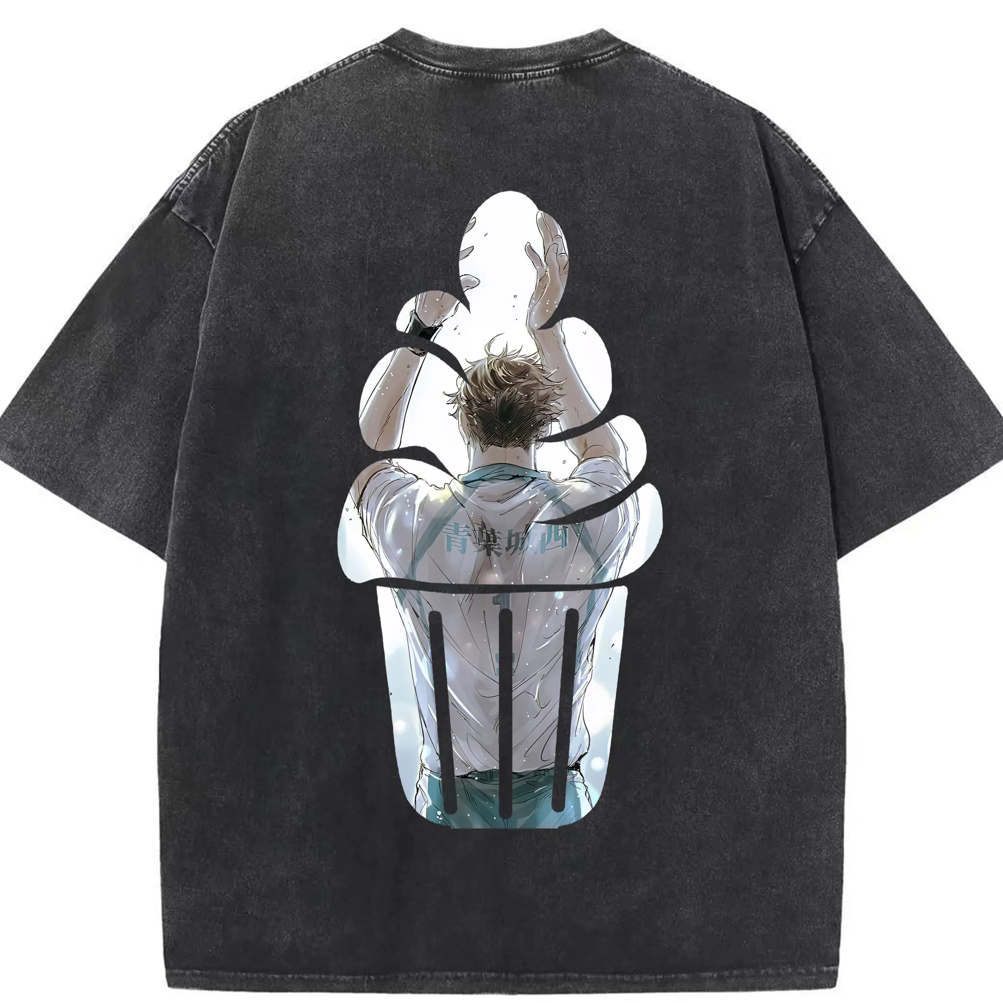 ハイキュー!! グッズ,及川徹 - 綿100％ ヴィンテージ風 半袖Tシャツ ・ 背面プリント ・ 柔らか肌触り ・ 通気性 快適 ・ スポーツ カジュアル 外出用