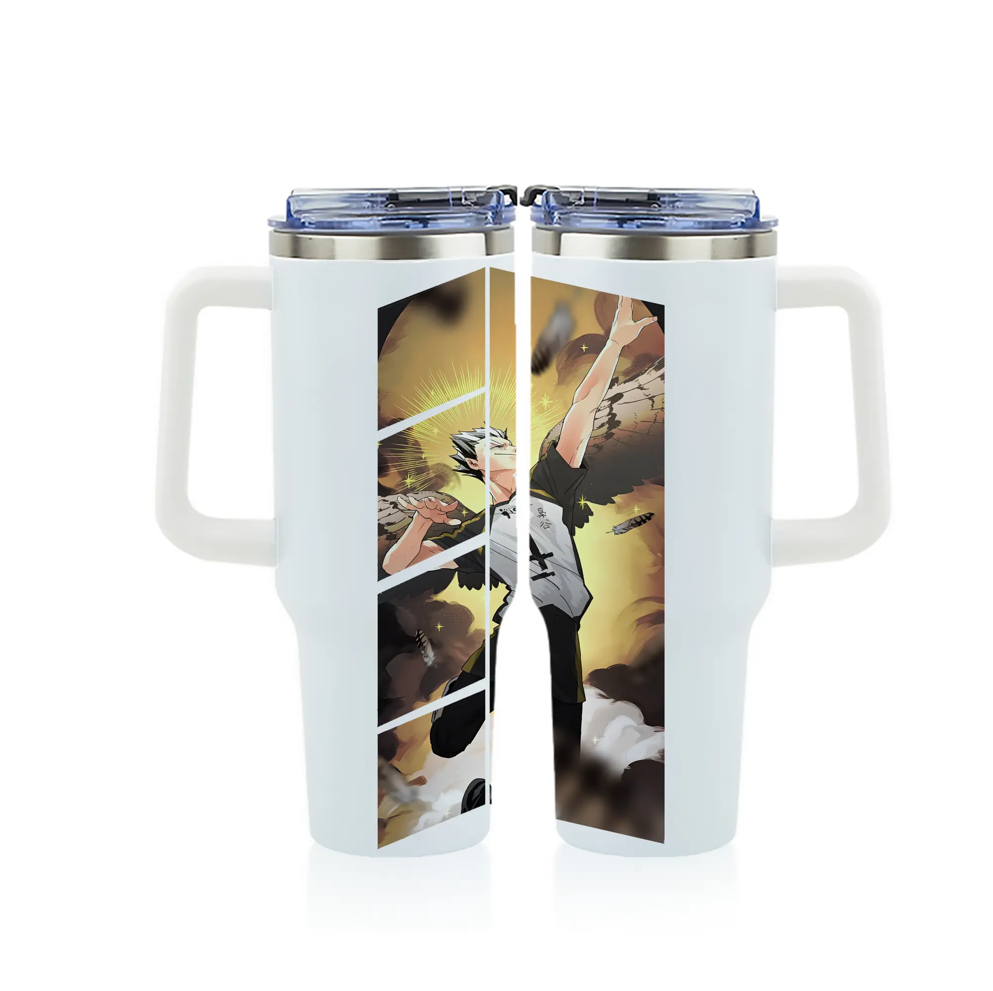 ハイキュー!! グッズ,木兎光太郎 - 1200mL フルプリント車用タンブラー ・ 304ステンレス 内側 ・ 201ステンレス 外側 ・ 保温 保冷 ・ 通勤 ドライブ アウトドア用