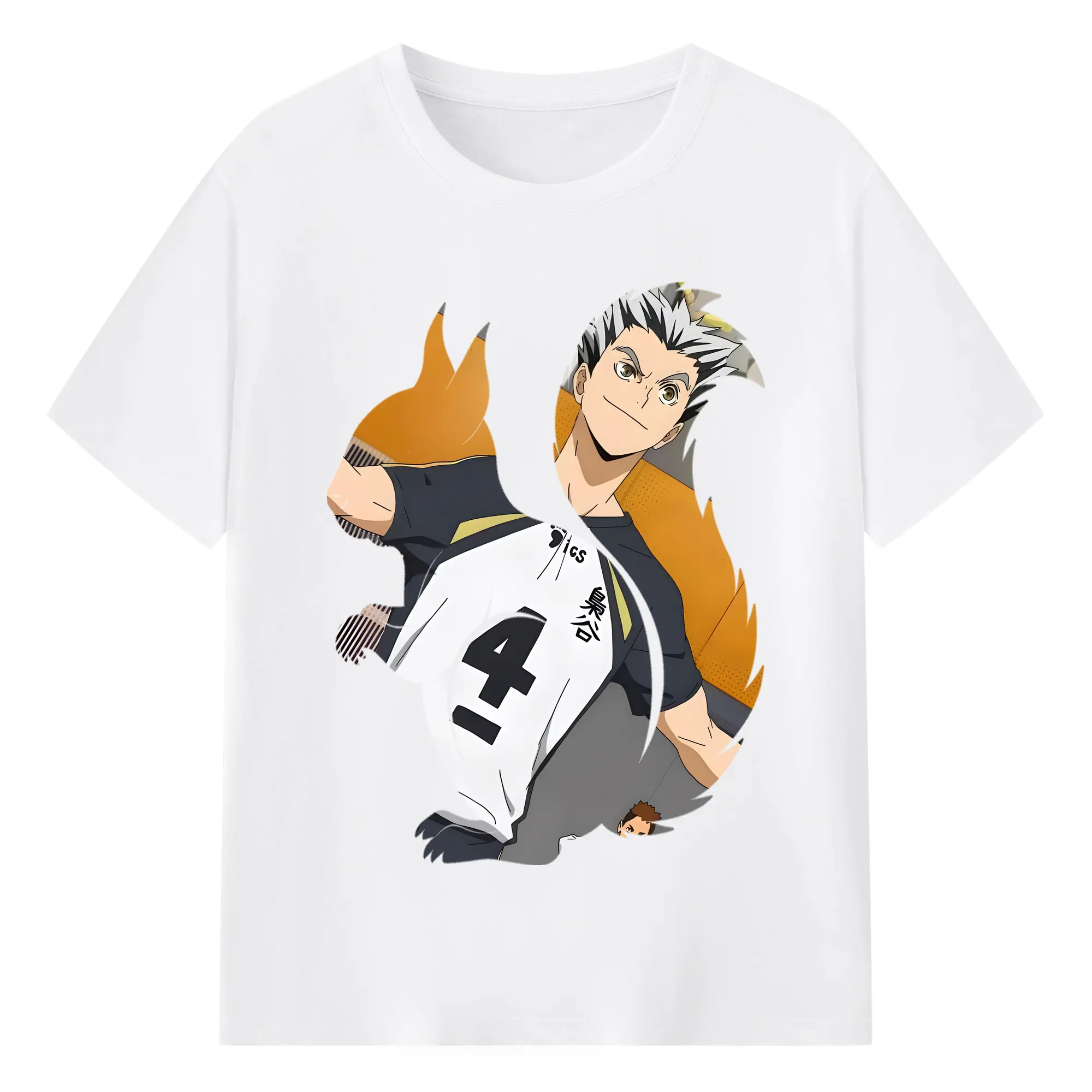 ハイキュー!! グッズ,木兎光太郎 - 綿100％ 半袖Tシャツ ・ フロントプリント ・ 快適 通気性 ・ 日常使い 散歩 スポーツ用