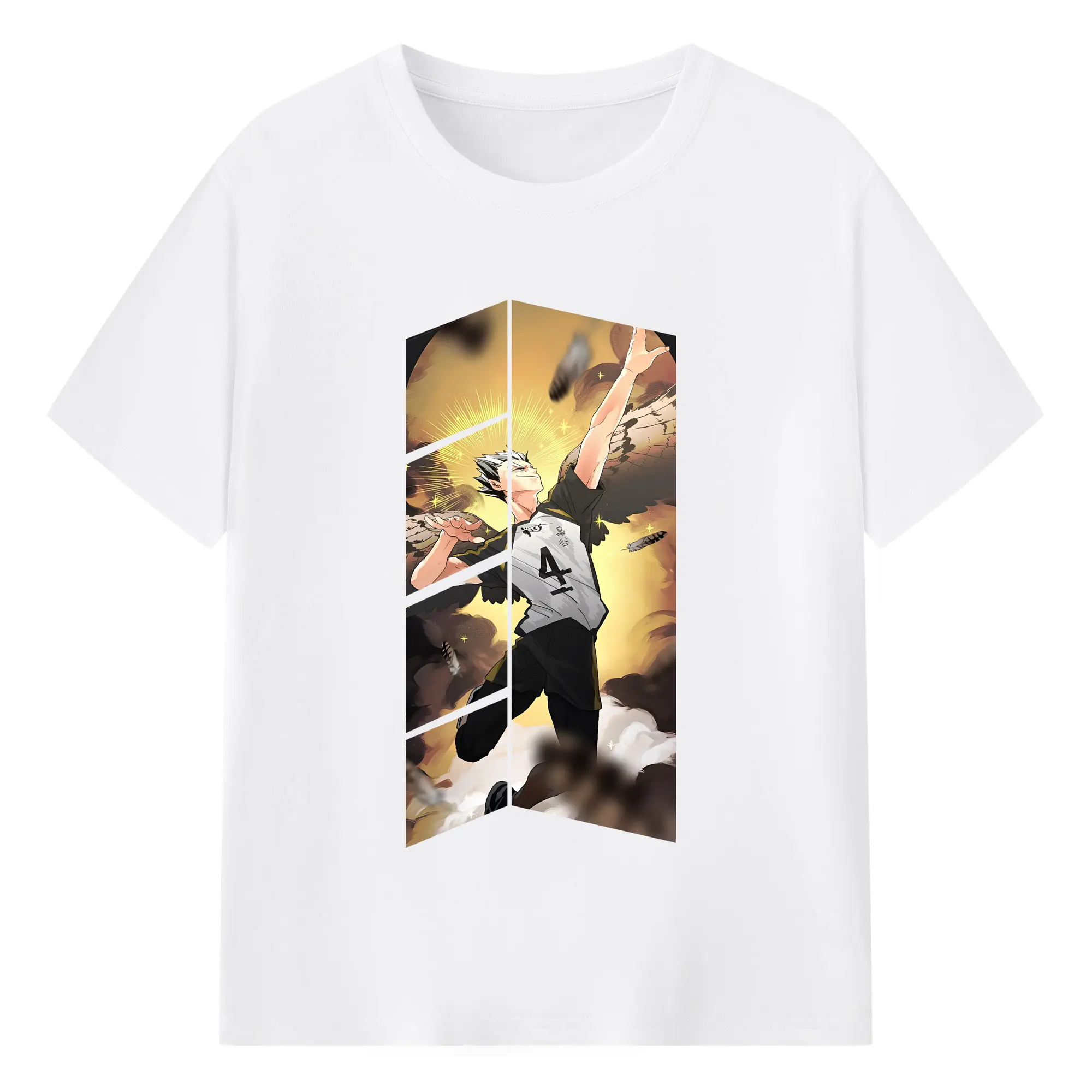 ハイキュー!! グッズ,木兎光太郎 - 綿100％ 半袖Tシャツ ・ フロントプリント ・ 快適 通気性 ・ 日常使い 散歩 スポーツ用