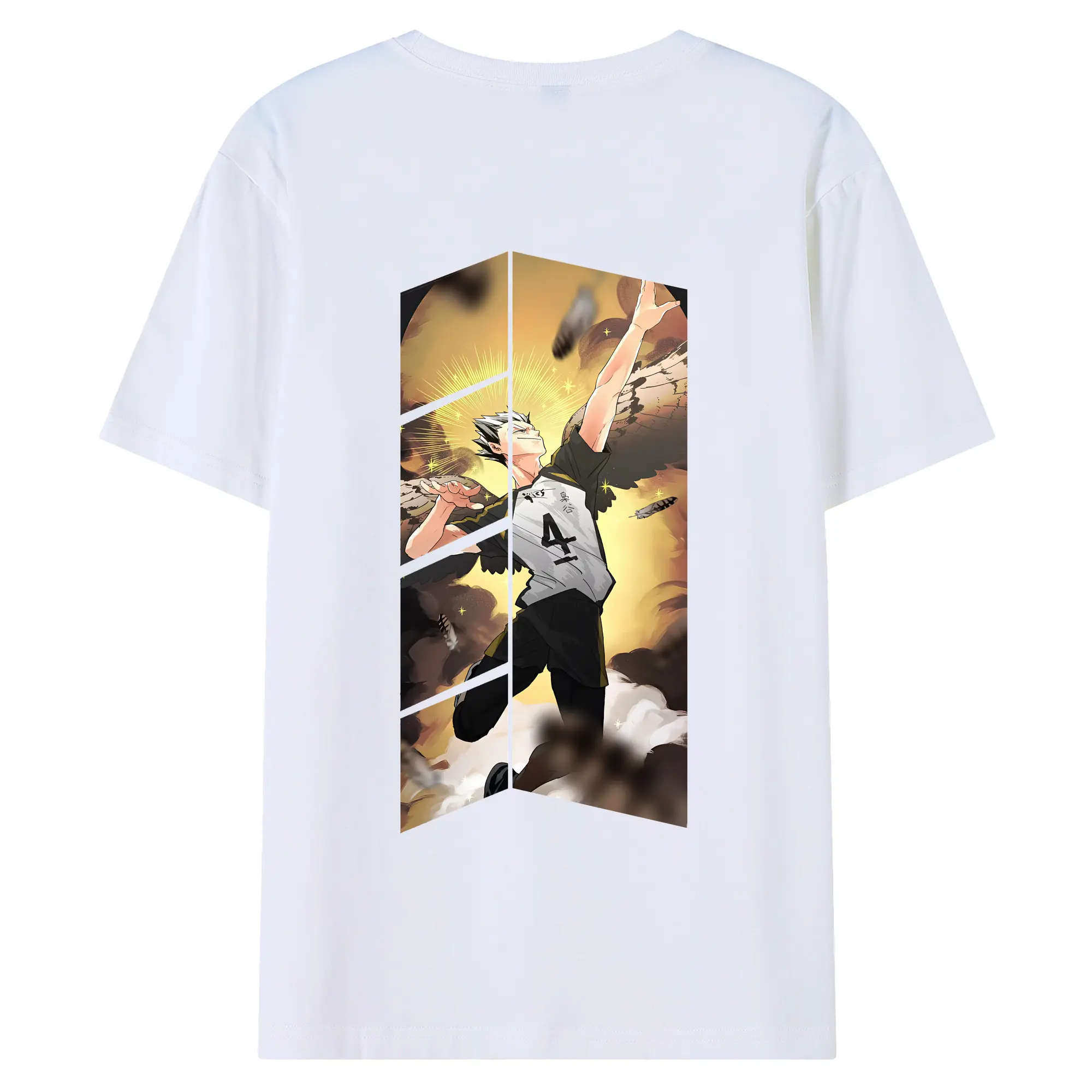 ハイキュー!! グッズ,木兎光太郎 - 綿100％ 半袖Tシャツ ・ バックプリント ・ 快適 通気性 ・ 日常使い 散歩 スポーツ用