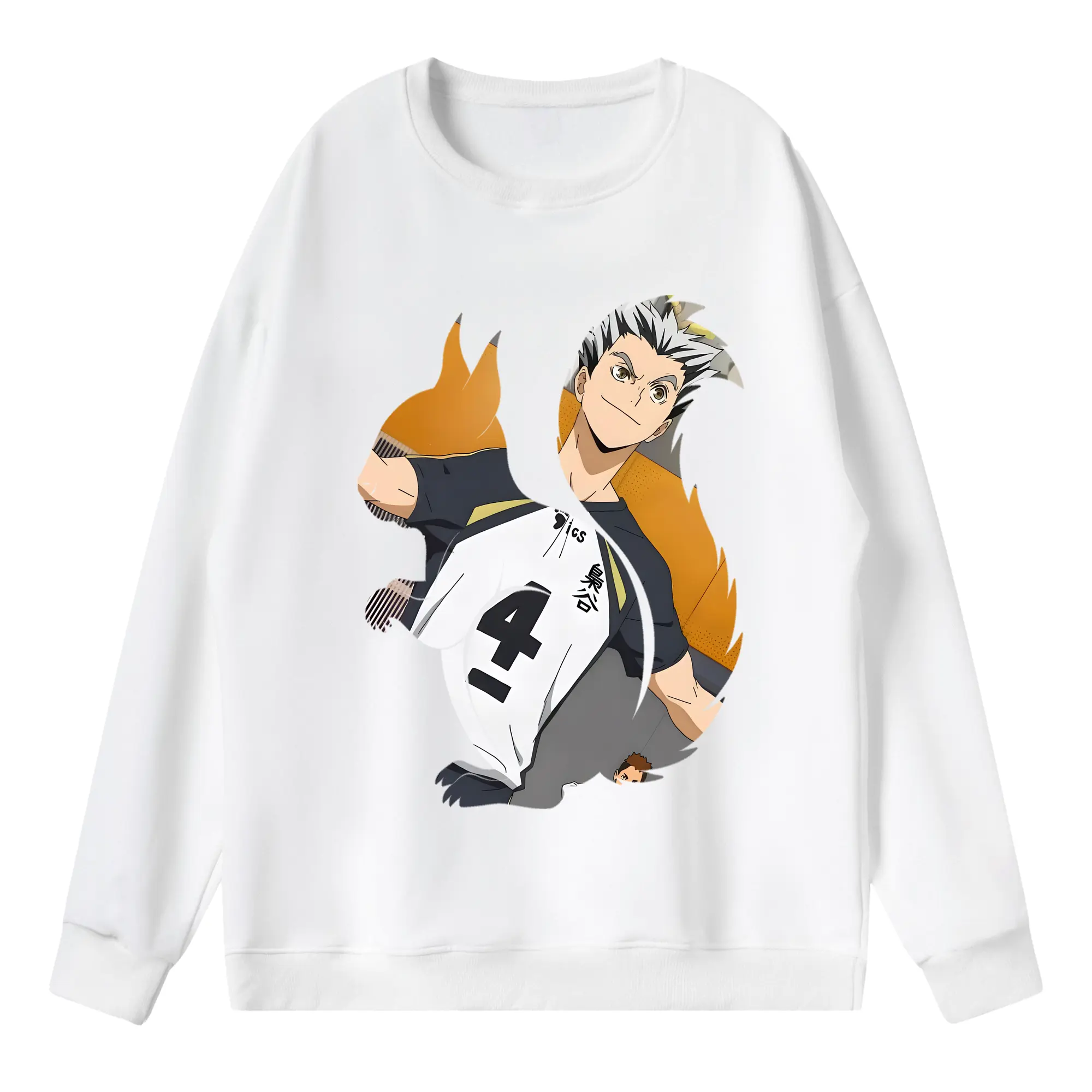 ハイキュー!! グッズ,木兎光太郎 - 薄手 クルーネック スウェット 裏毛260g · ポリエステル 春秋向け カジュアル 男女兼用 · トレーナー デイリー スポーツ 散歩に最適